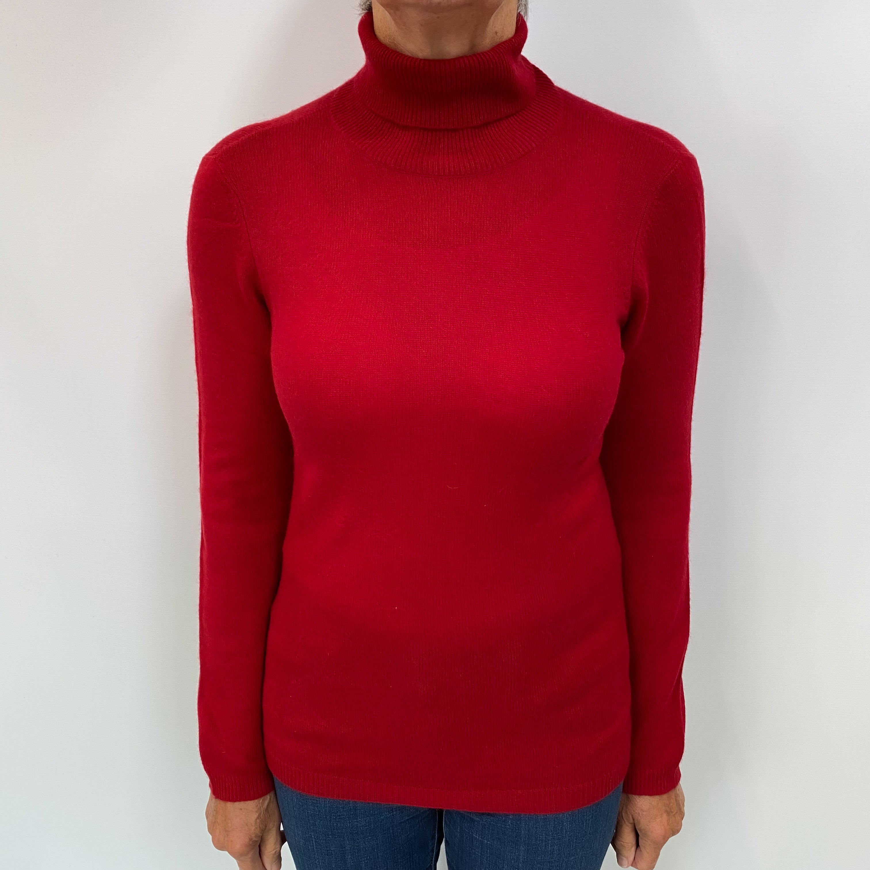 Phoenix Red Cashmere Polo Neck Jumper Medium