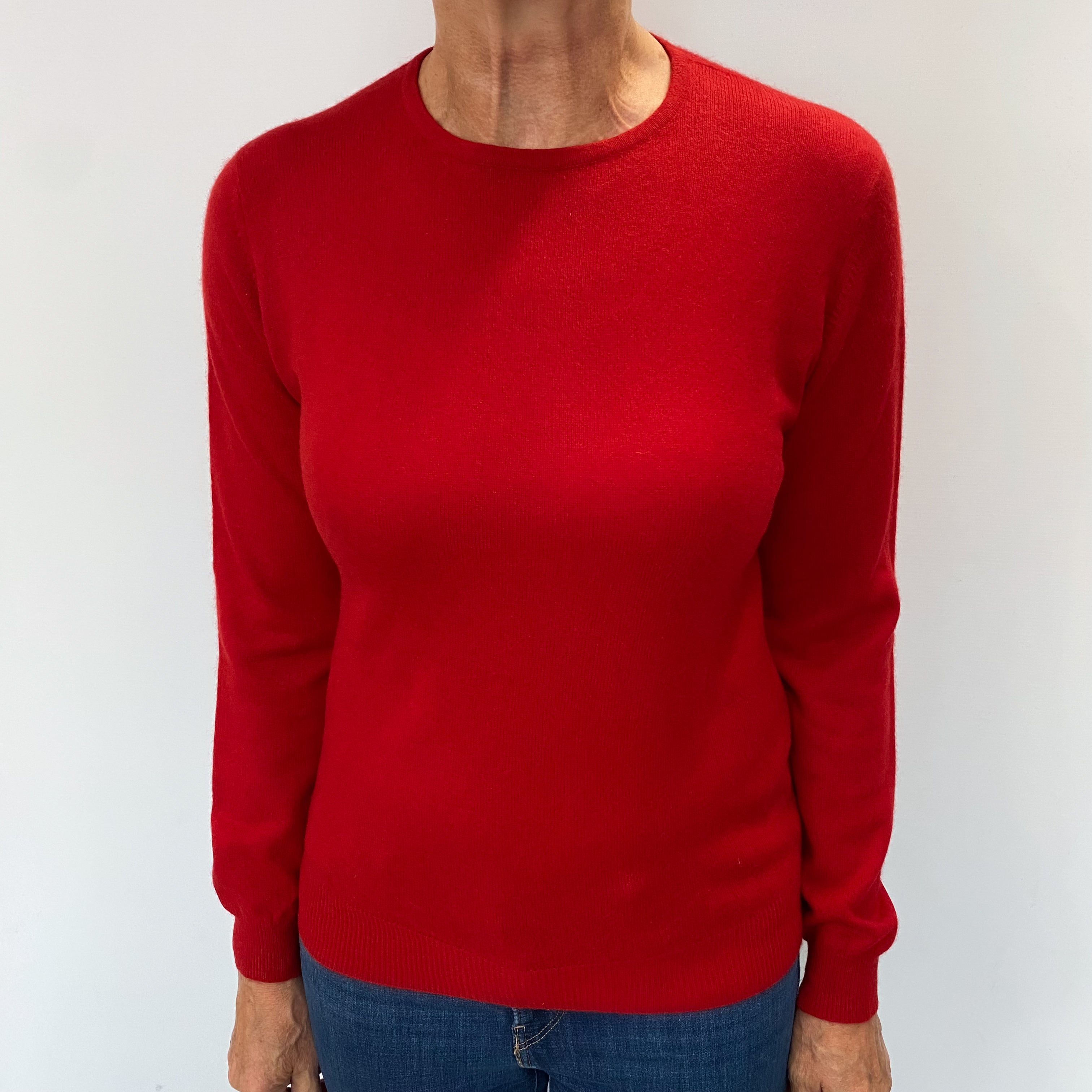 Scarlet Red Cashmere Crew Neck Jumper Medium