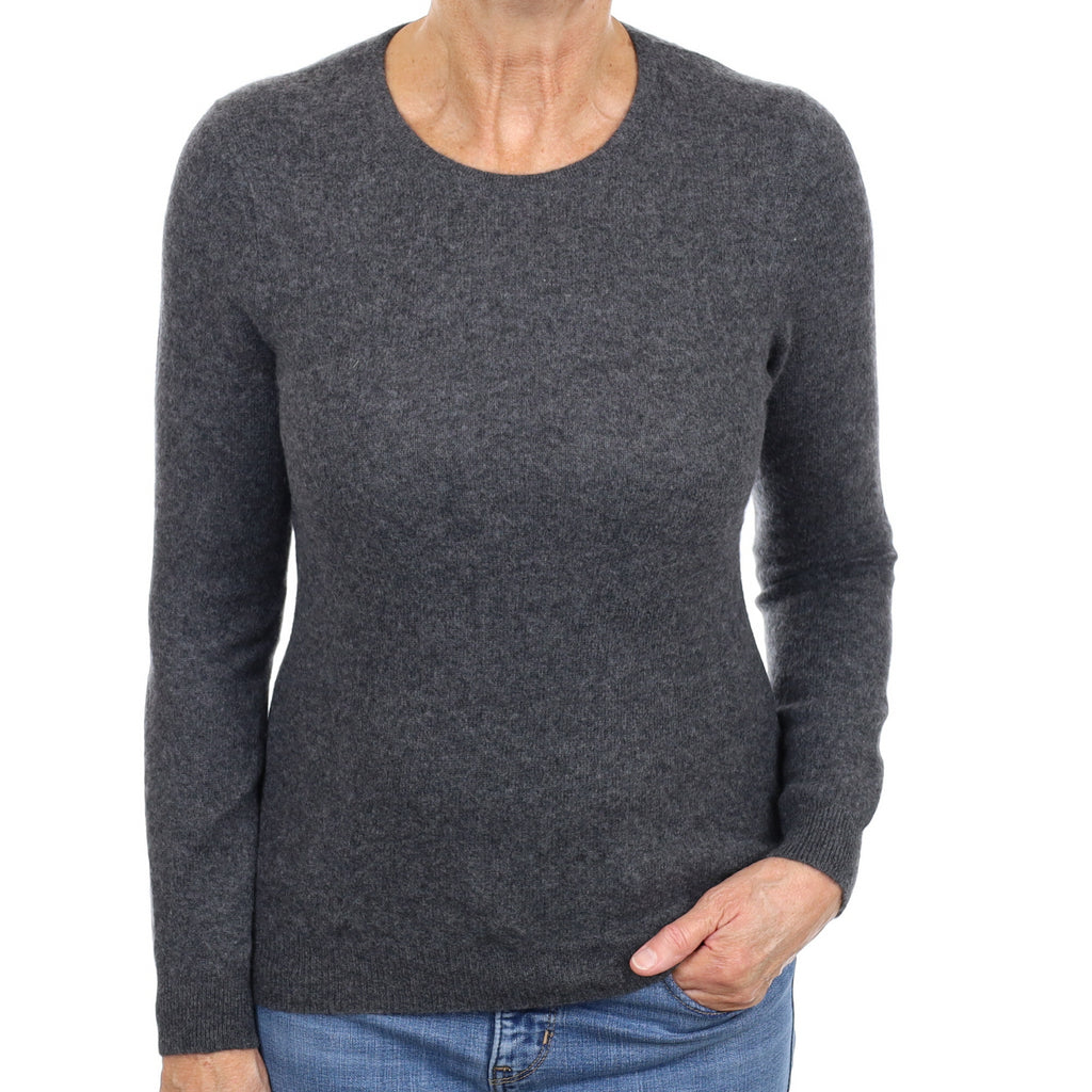 Charcoal Grey Cashmere Crew Neck Jumper Medium