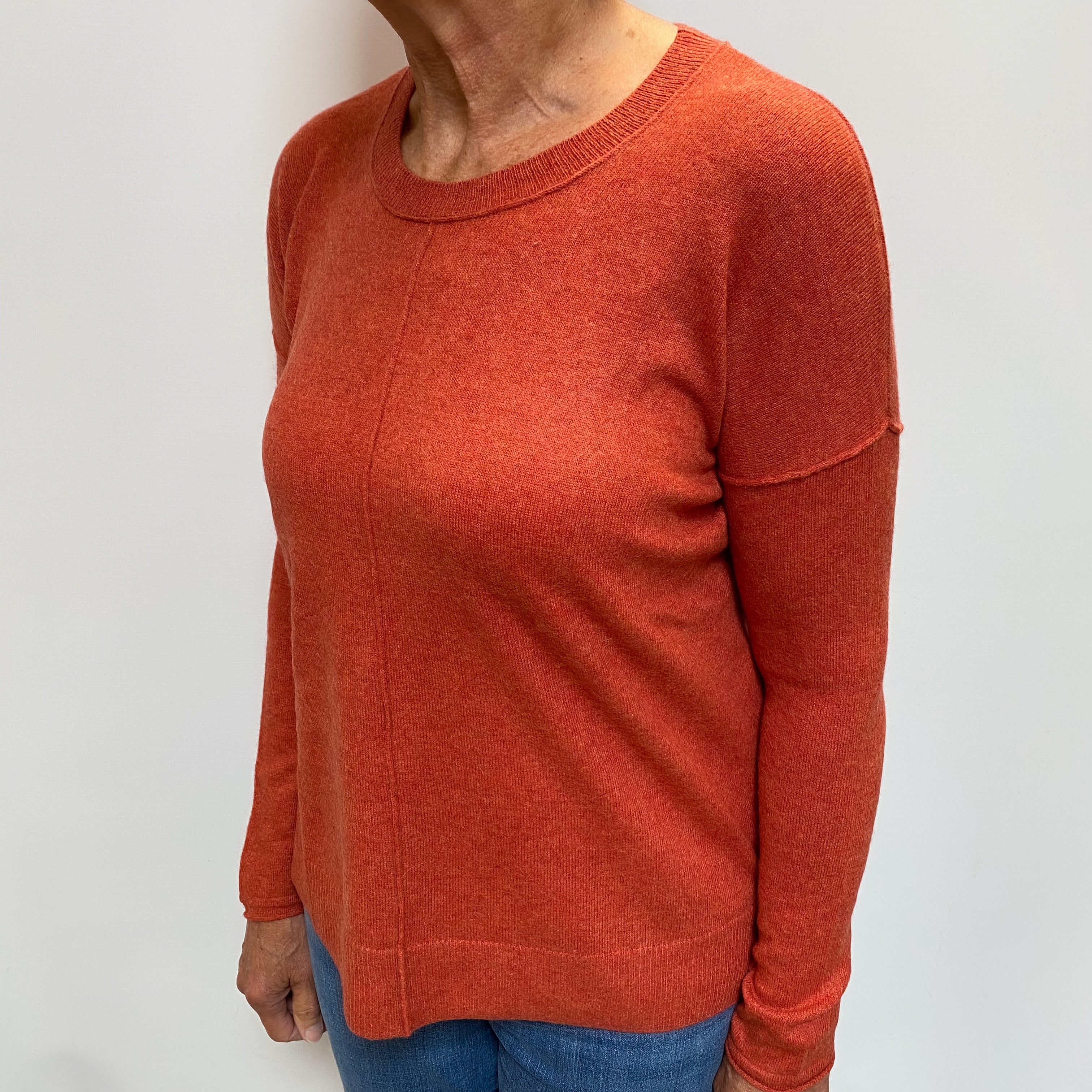 Burnt Orange Cashmere Crew Neck Jumper Medium