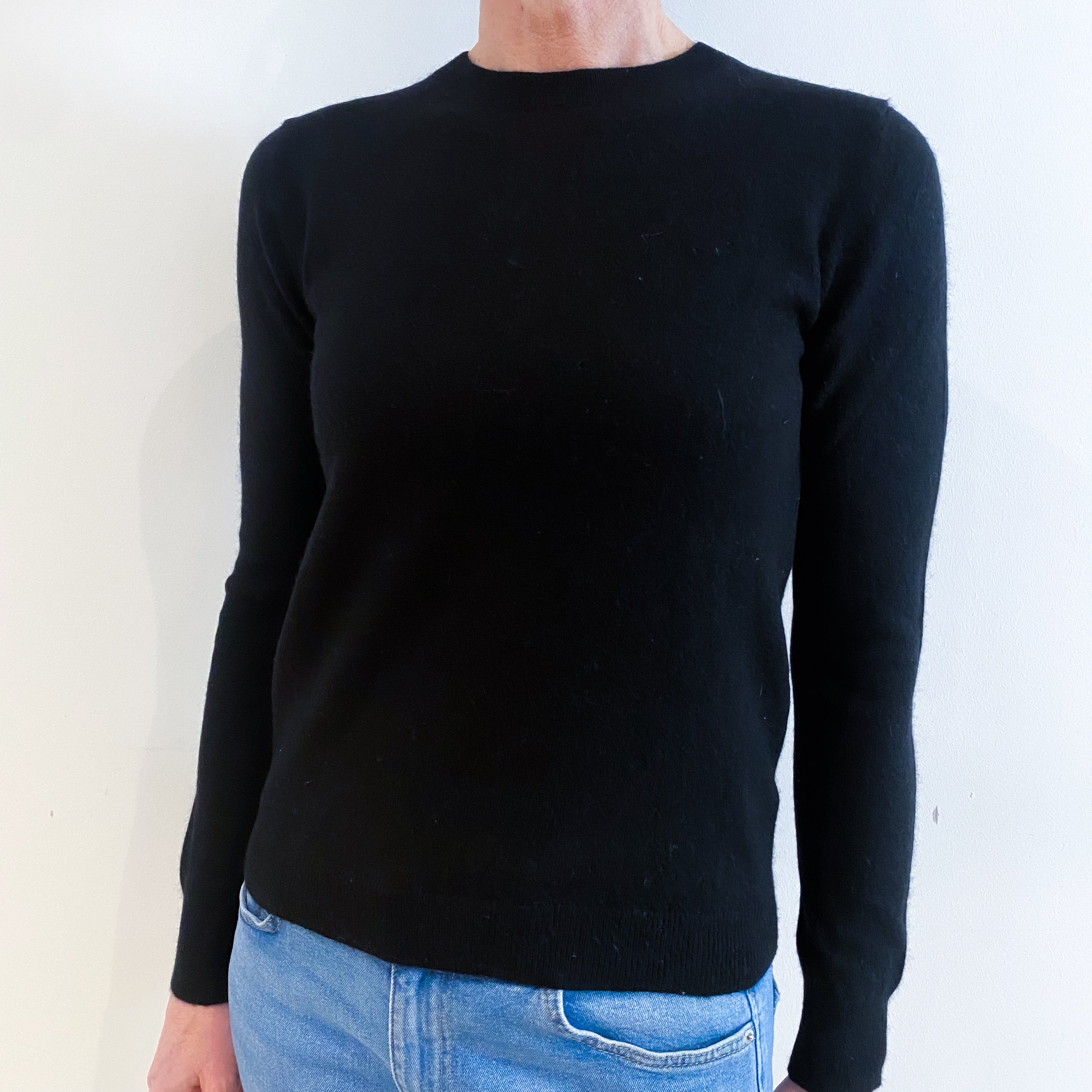 Black Cashmere Crew Neck Jumper Small