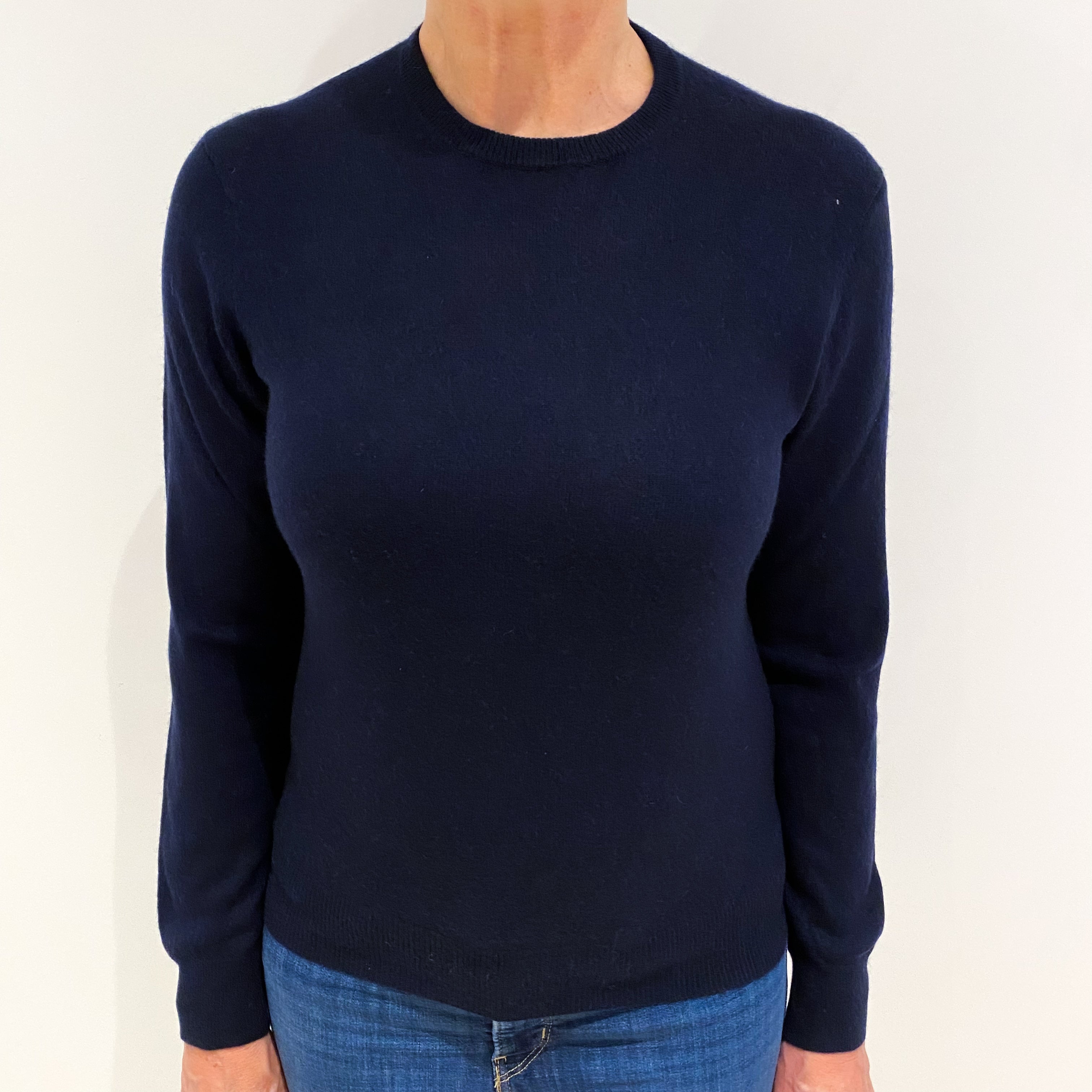 Navy Blue Cashmere Crew Neck Jumper Medium
