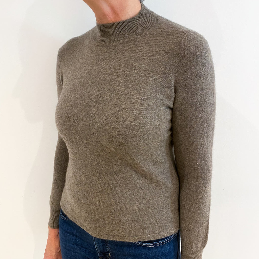 Mocha Brown Cashmere Turtle Neck Jumper Medium