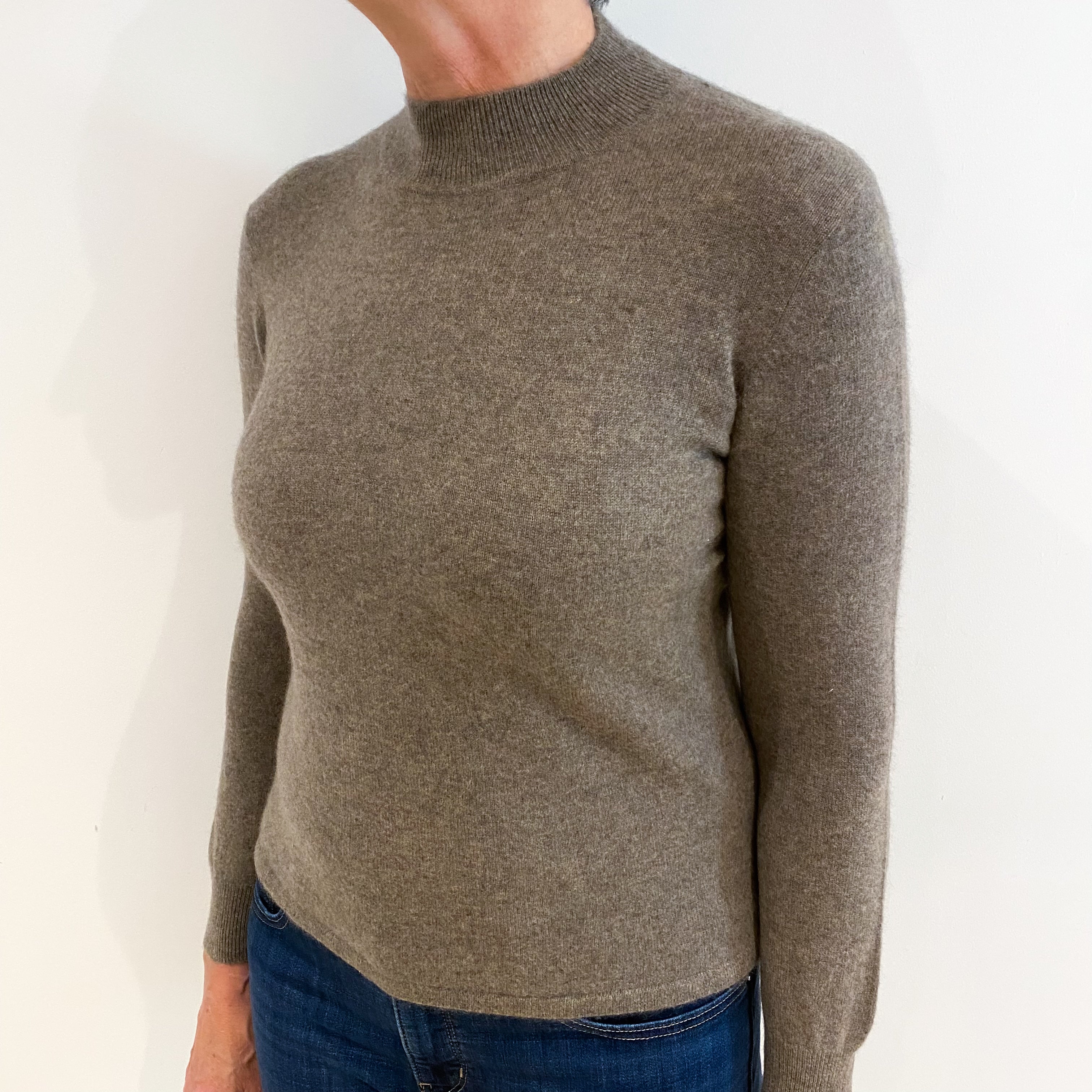 Mocha Brown Cashmere Turtle Neck Jumper Medium
