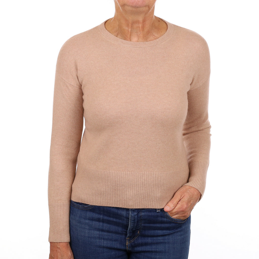 Beige Pink Cashmere Crew Neck Jumper Medium