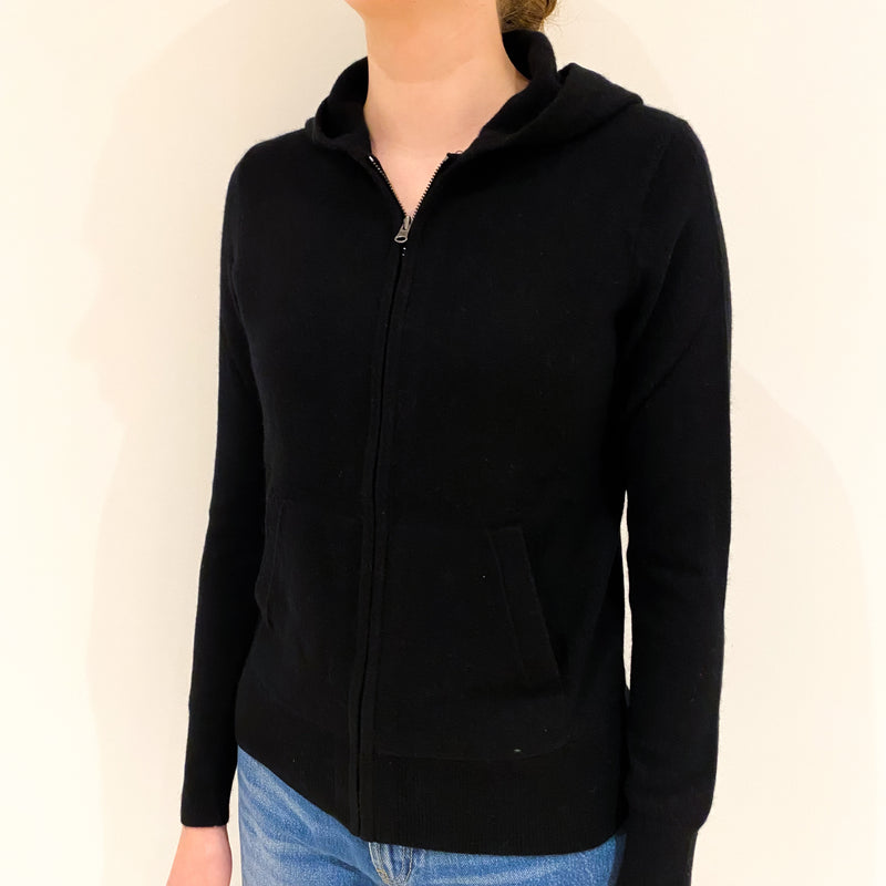 Black Cashmere Zip Up Hoodie Extra Small
