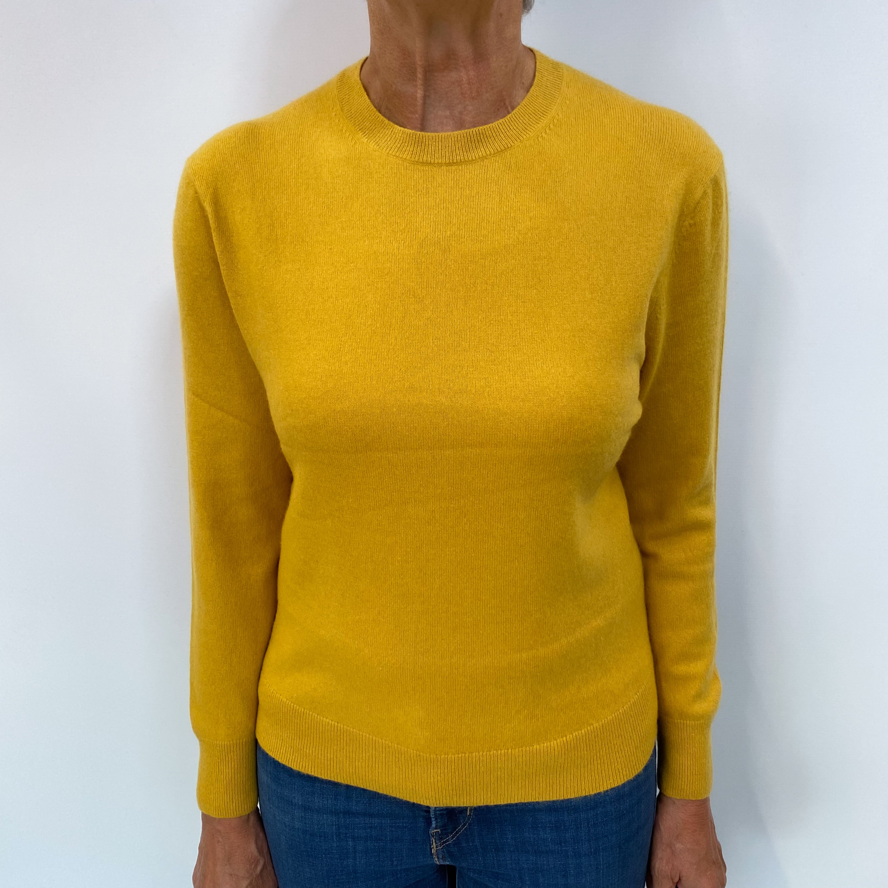 Sunflower Yellow Cashmere Crew Neck Jumper Medium