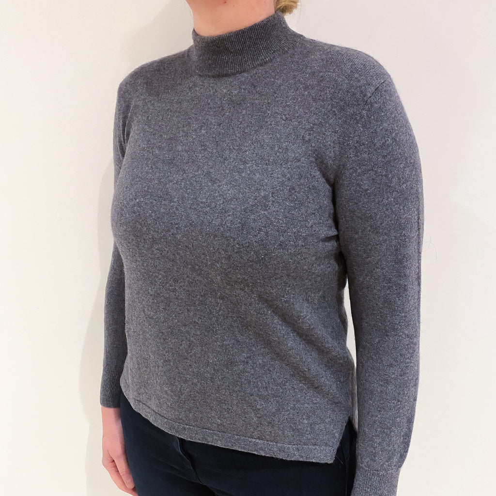 Ash Grey Cashmere Turtle Neck Jumper Large
