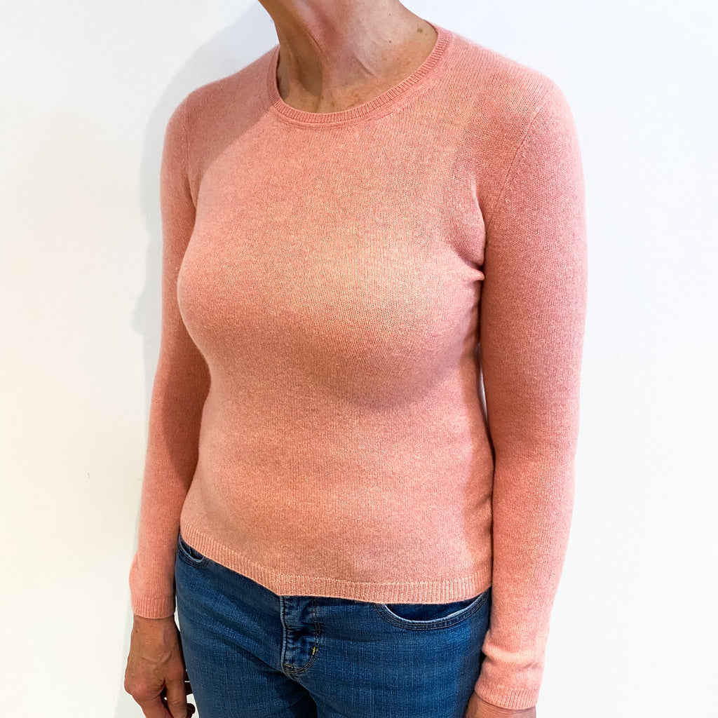 Peach Pink Cashmere Crew Neck Jumper Medium