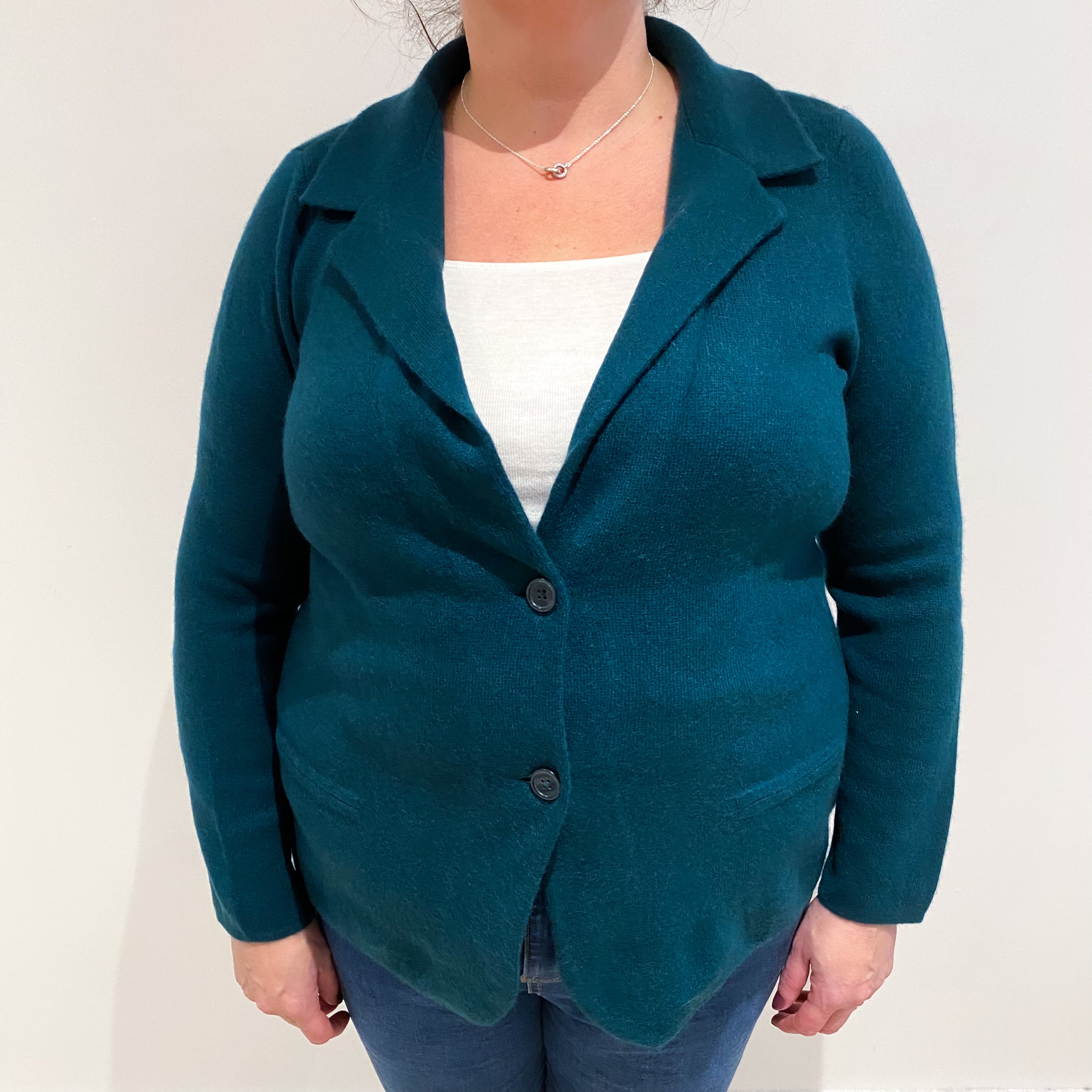 Bottle Green Heavy Knit Cashmere Jacket Extra Large