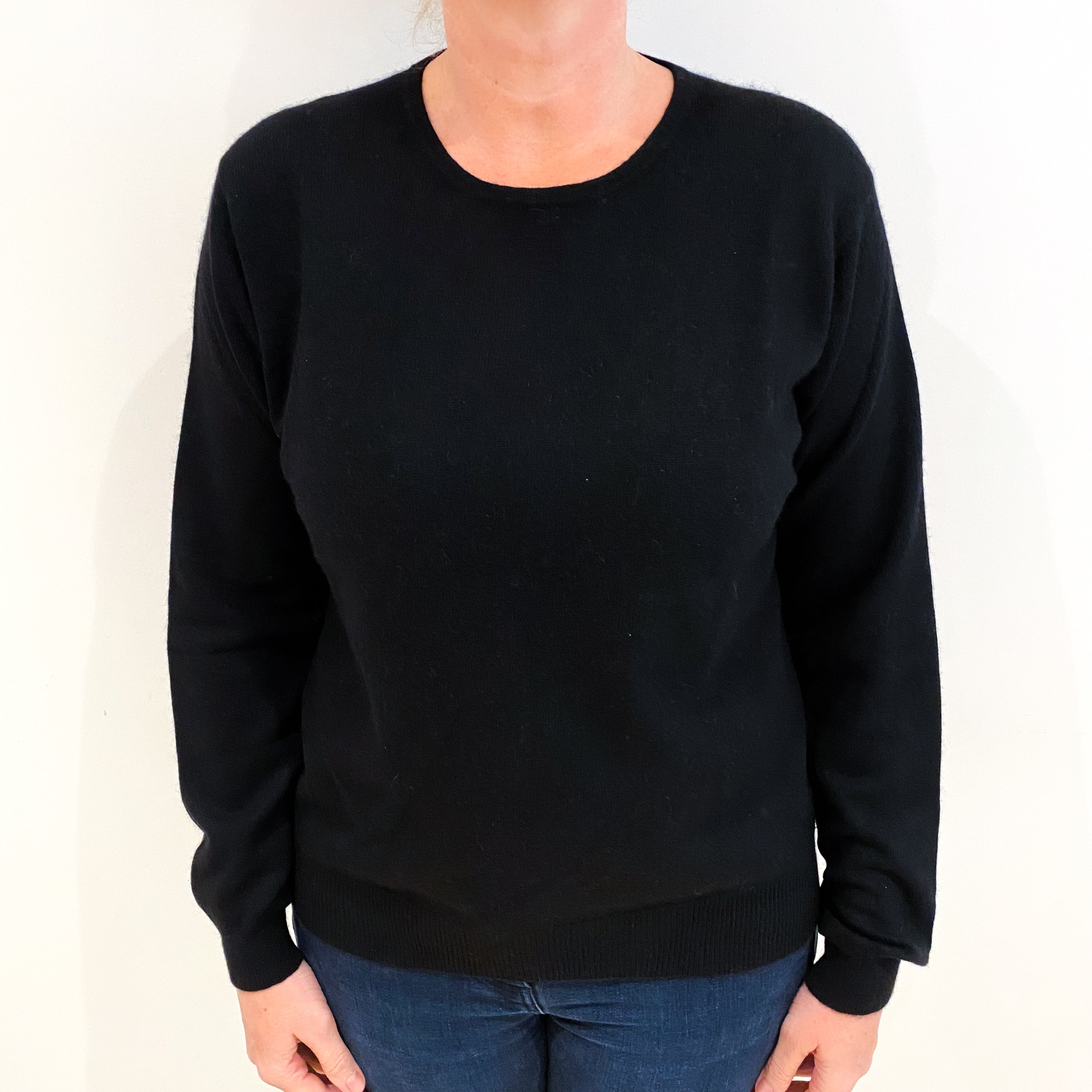 Black Cashmere Crew Neck Jumper Large
