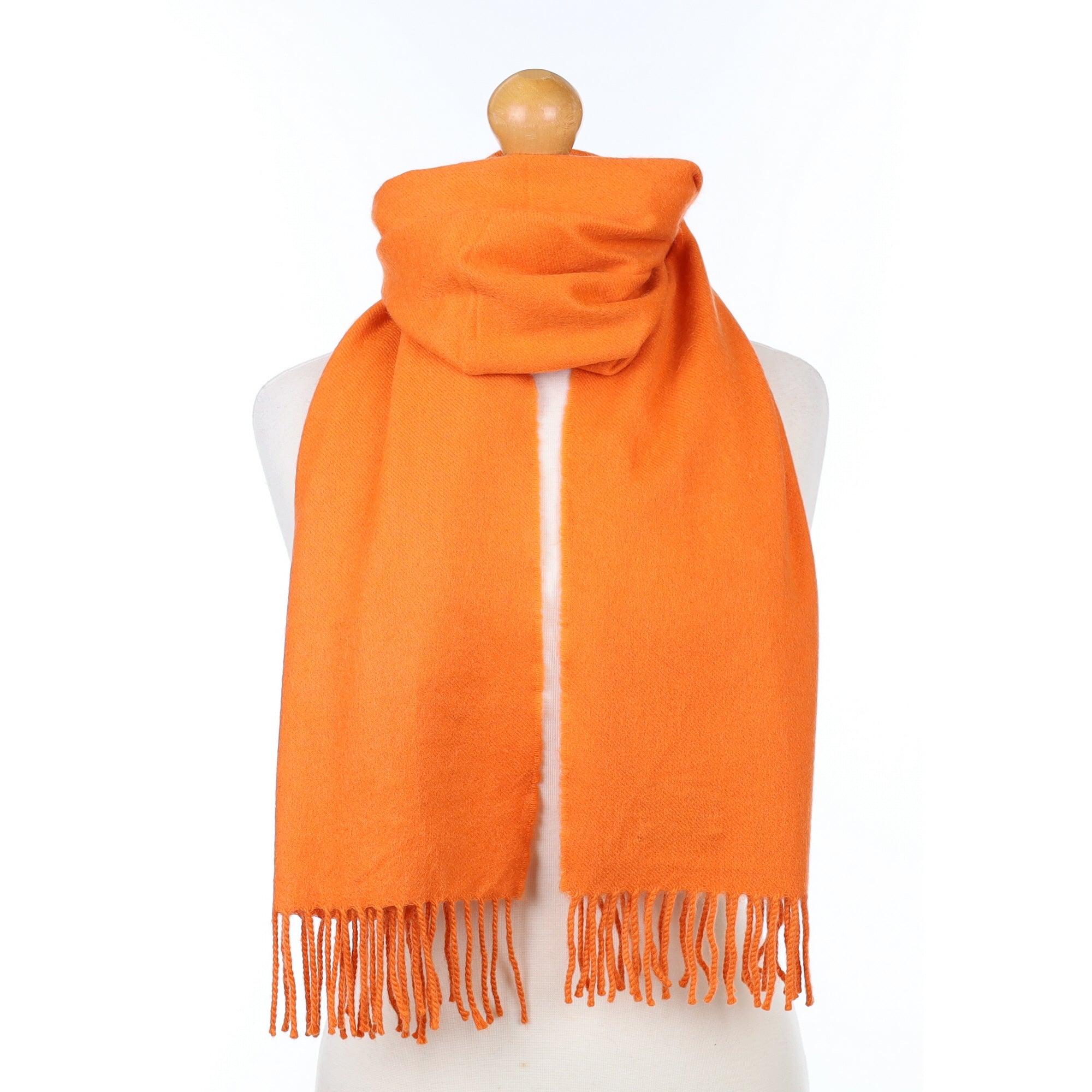 Begg and Co Tangerine Orange Cashmere Woven Scarf