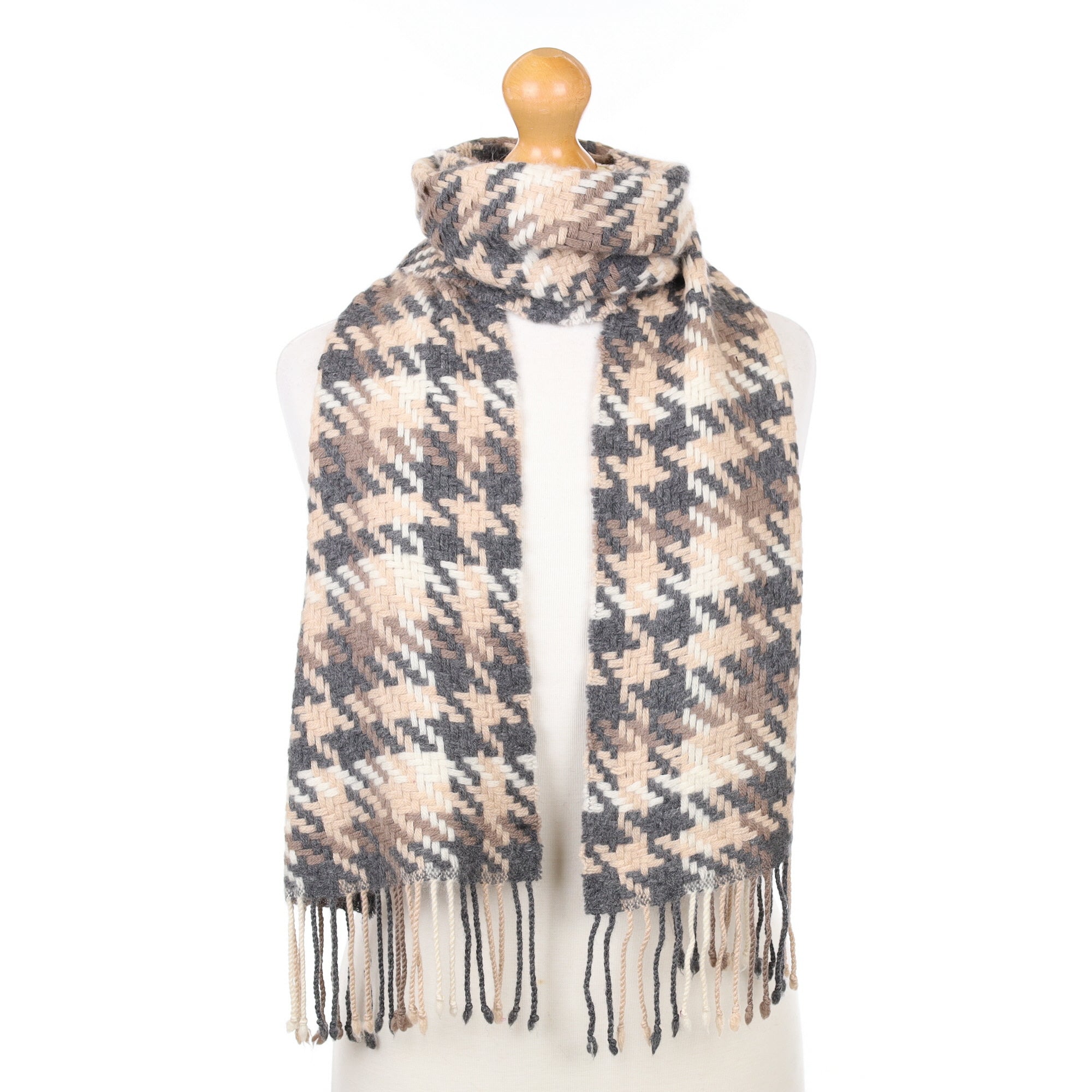 Mixed Brown Textured Cashmere Woven Scarf