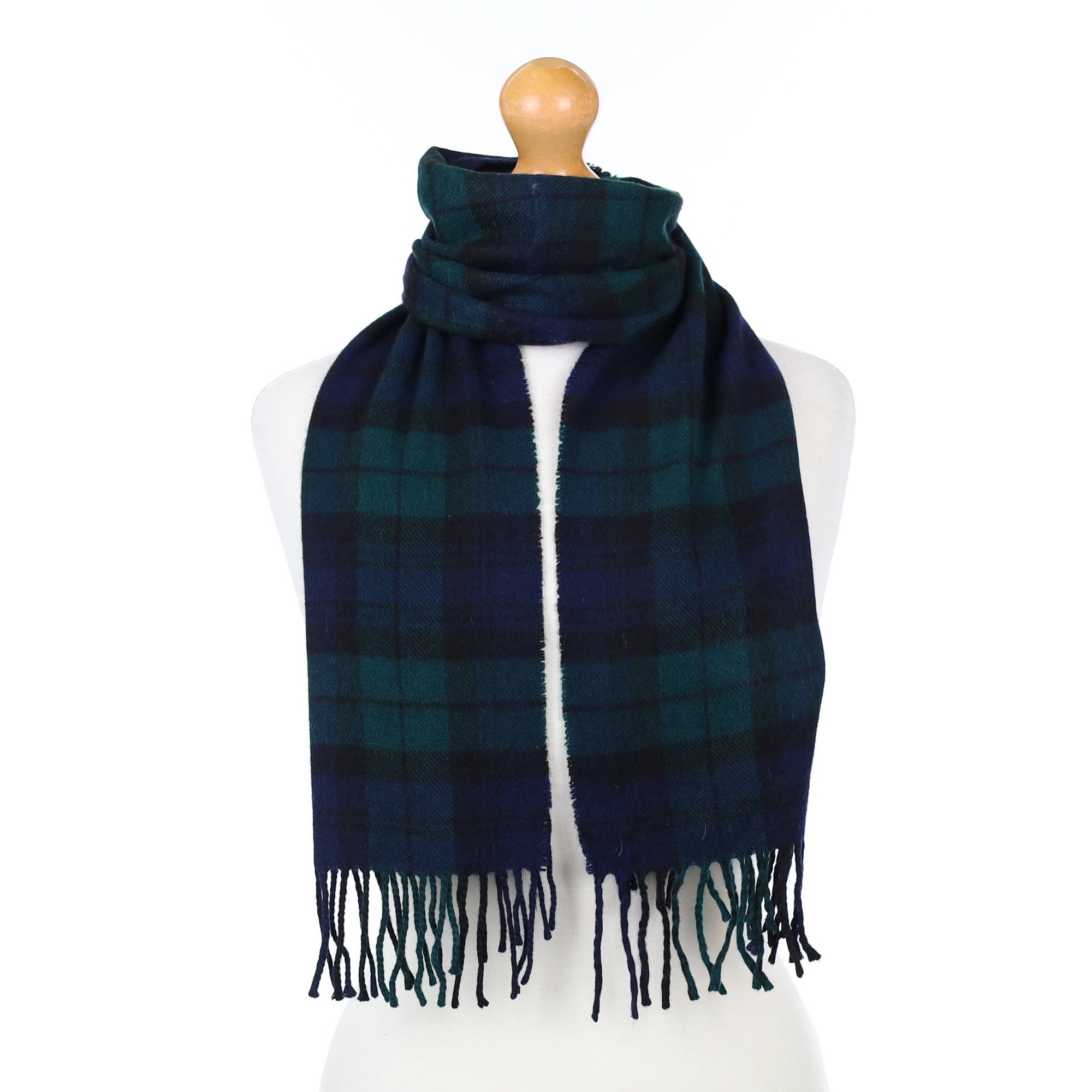 Forest Green Checked Cashmere Woven Scarf
