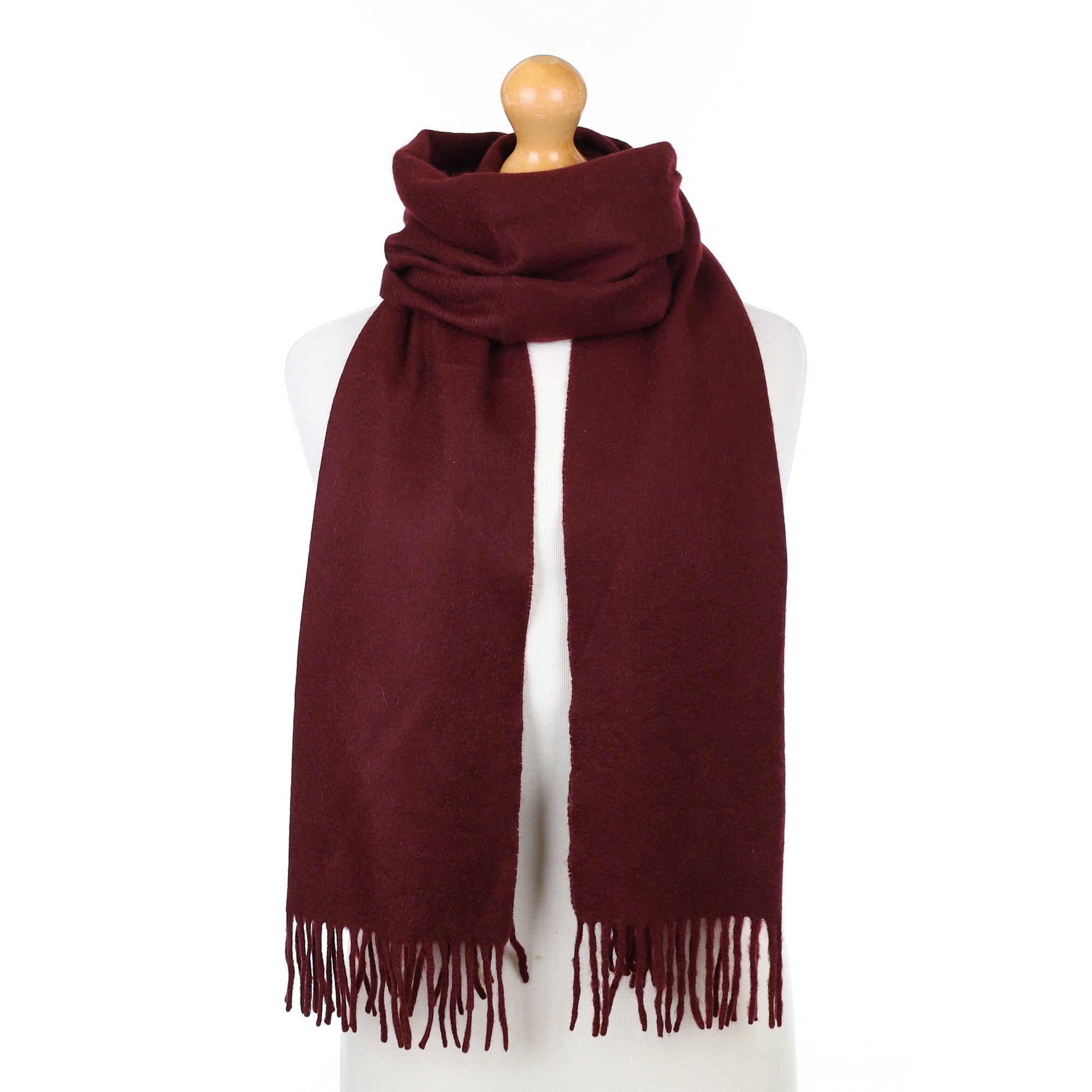 Wine Red Cashmere Woven Scarf
