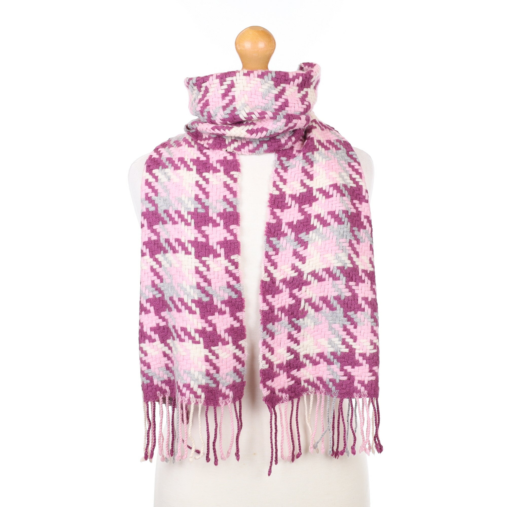 Purple Textured Cashmere Woven Scarf