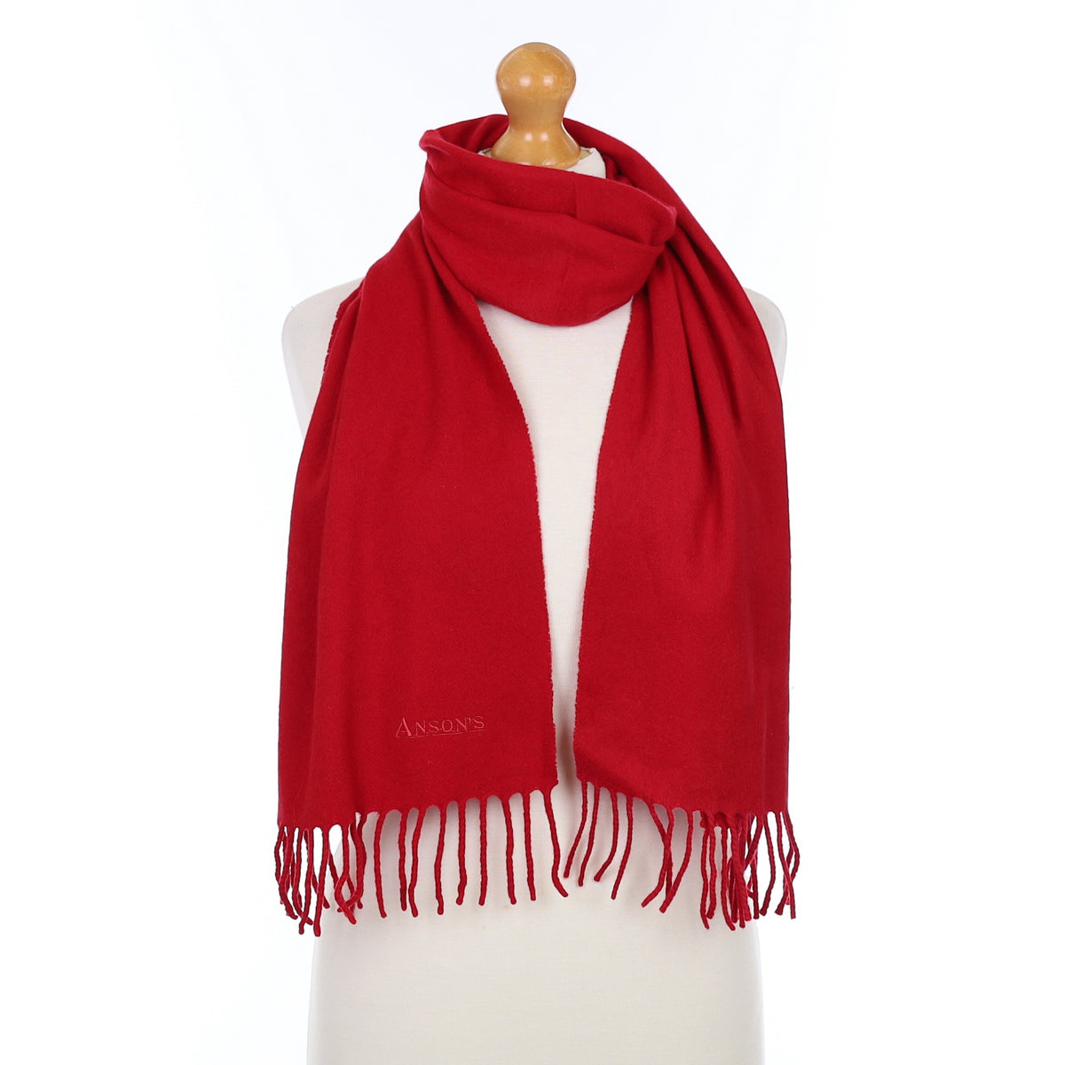 Crimson Red Cashmere Woven Scarf