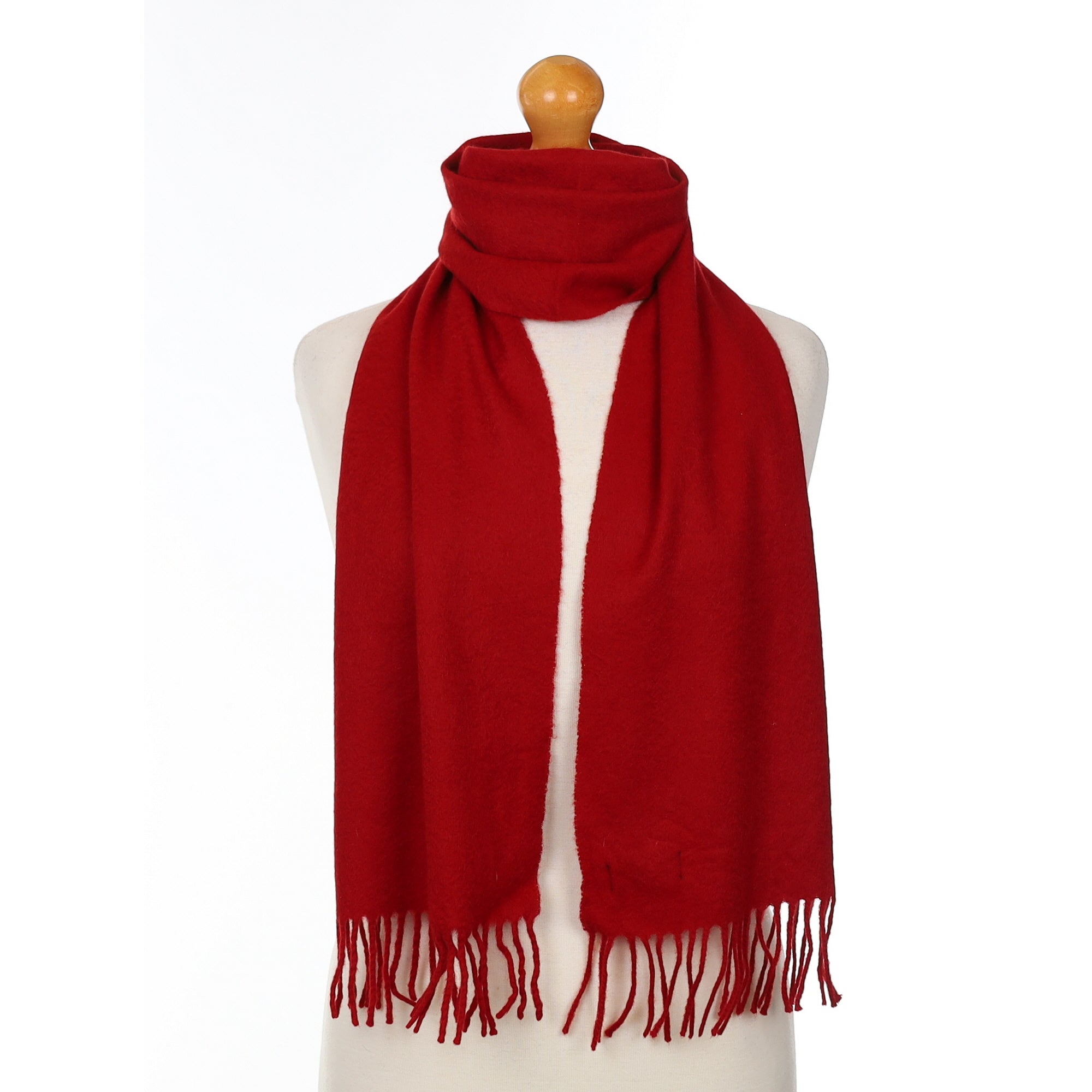 Crimson Red Cashmere Woven Scarf