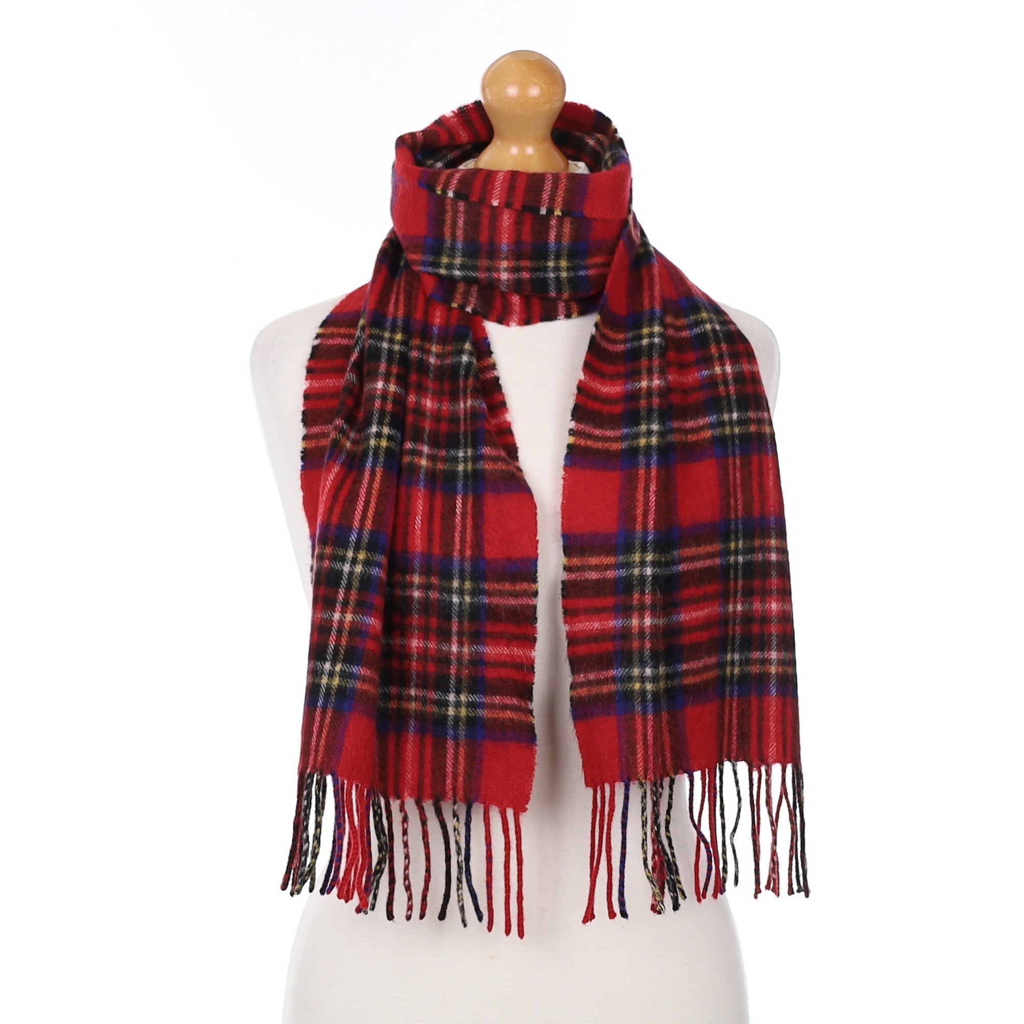Red Blue and Yellow Tartan Cashmere Woven Scarf