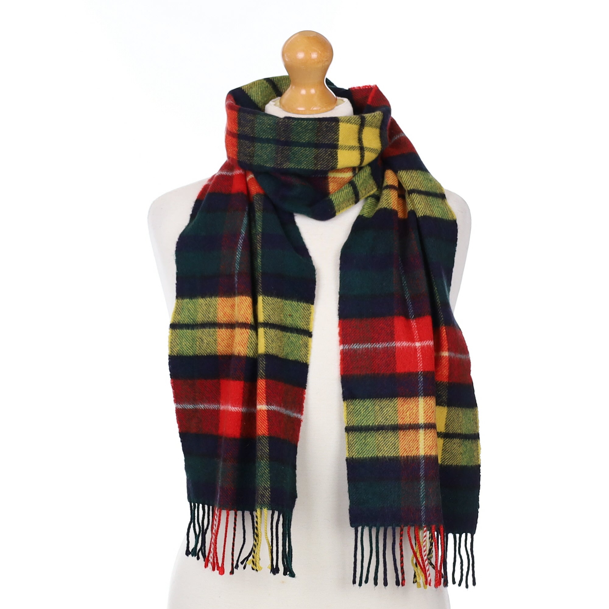 Scottish Green Red and Yellow Plaid Cashmere Woven Scarf