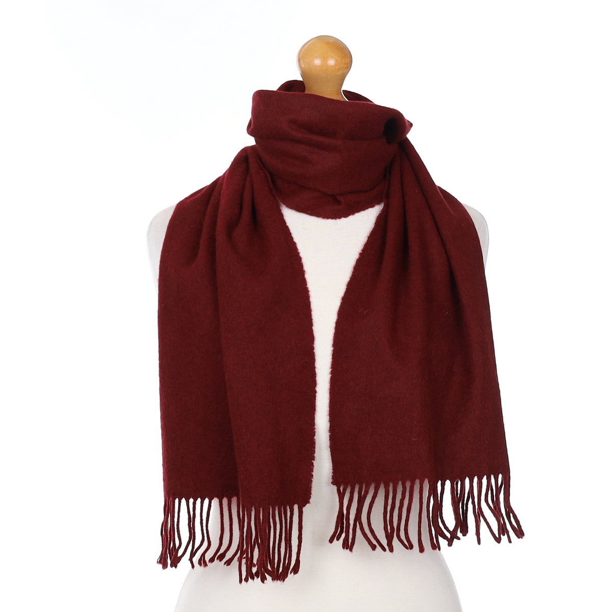 Wine Red Textured Cashmere Woven Scarf