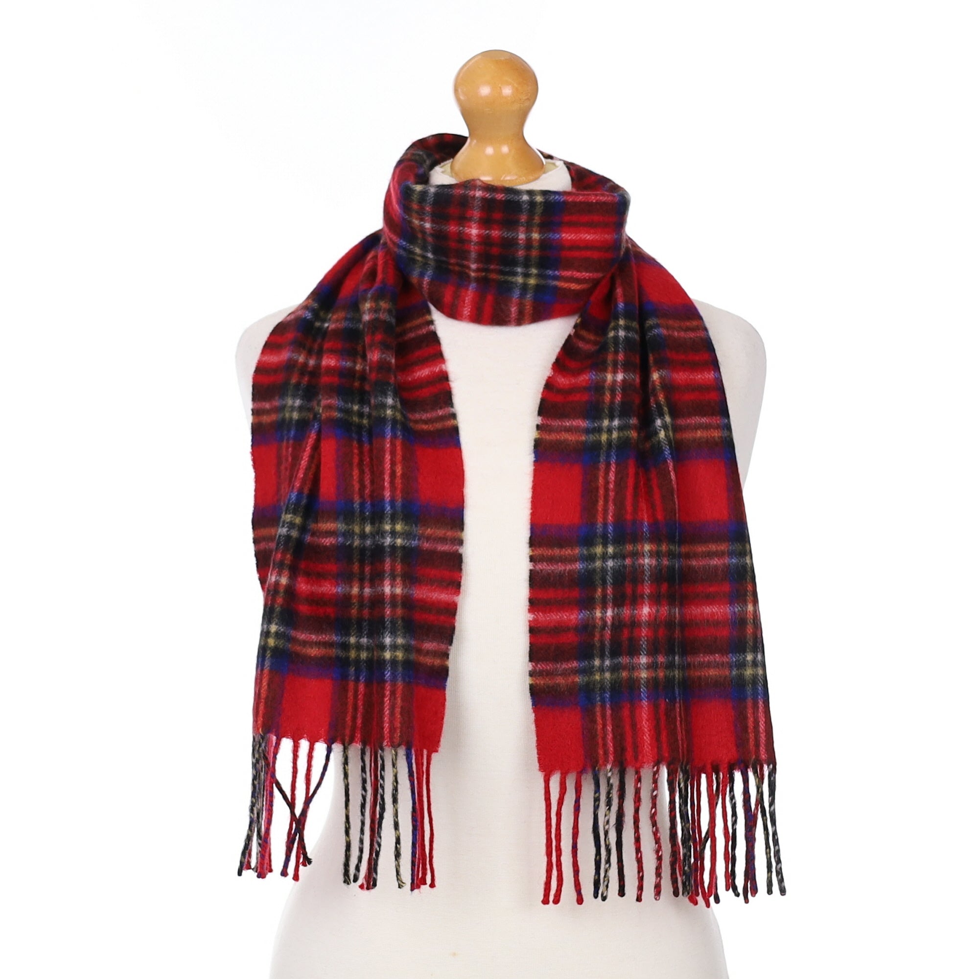 Red and Blue Tartan Cashmere Woven Scarf
