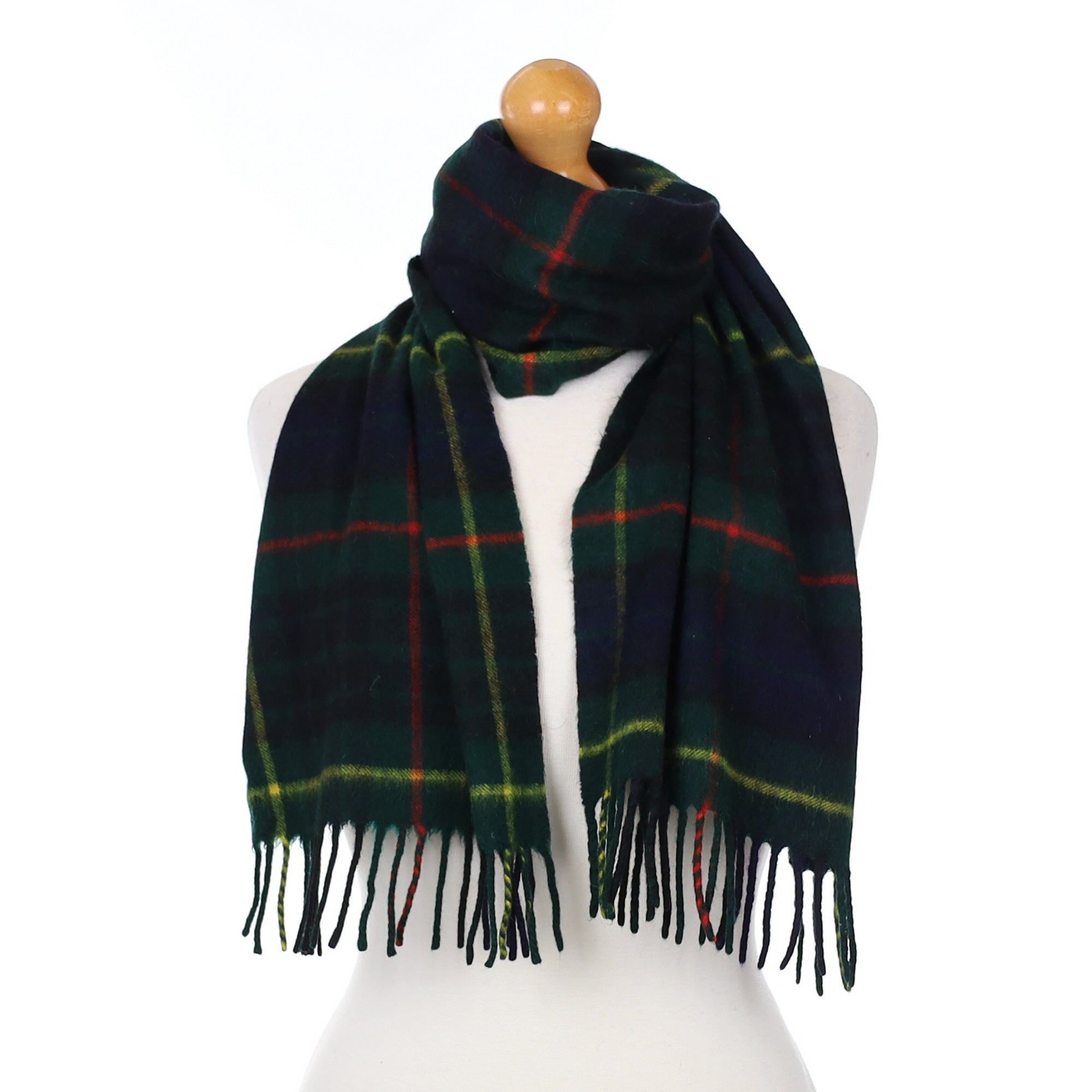 Scottish Green Blue and Yellow Plaid Cashmere Woven Scarf