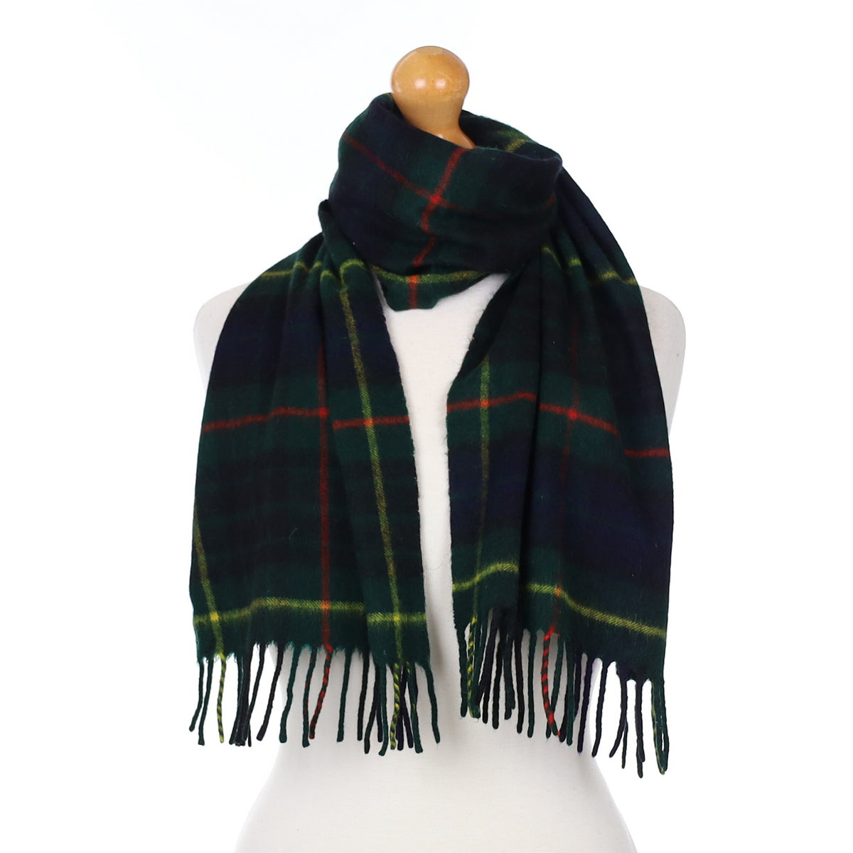 Scottish Green Blue and Yellow Plaid Cashmere Woven Scarf