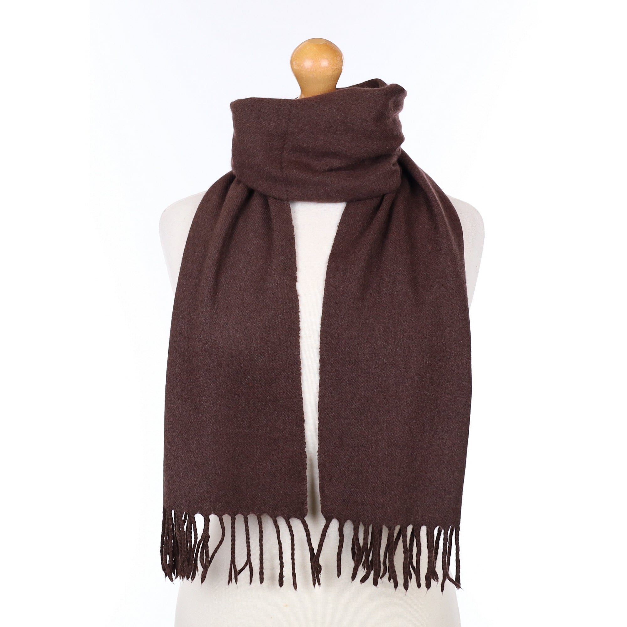 Italian Chocolate Brown Cashmere Woven Scarf