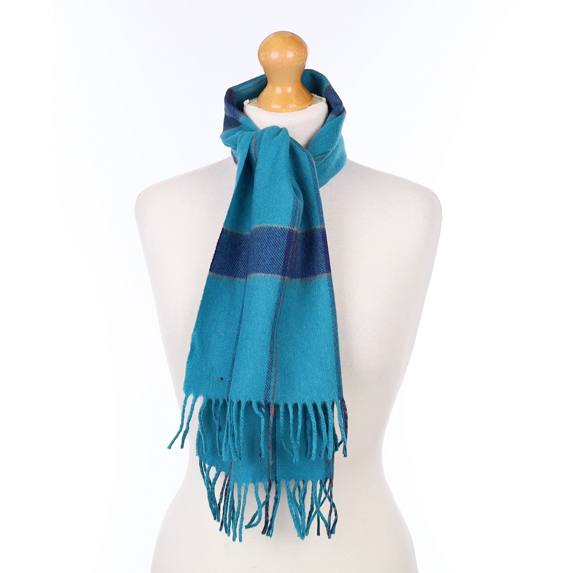 Turquoise and Blue Cashmere Woven Scarf