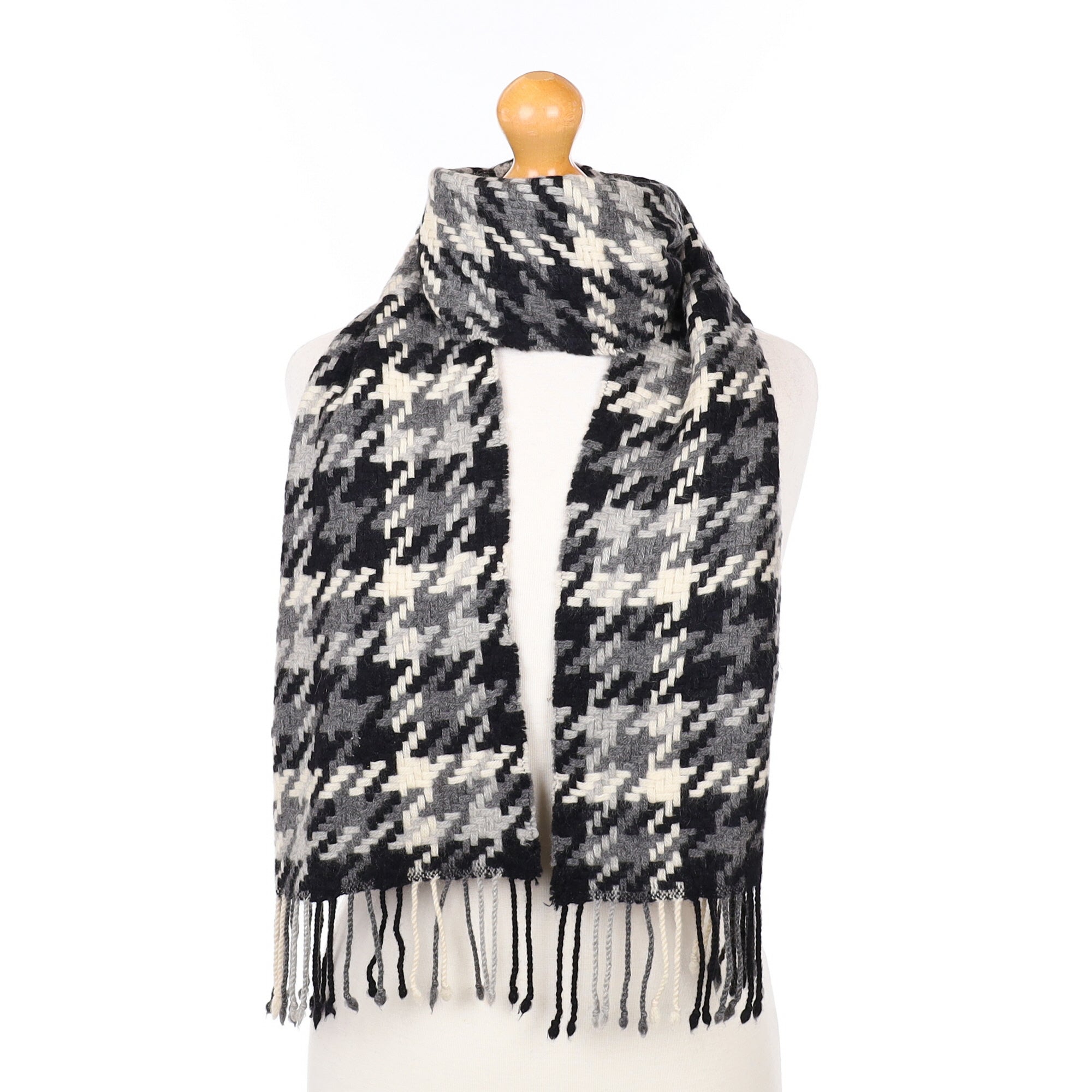 Grey and black Patterned Cashmere Woven Scarf