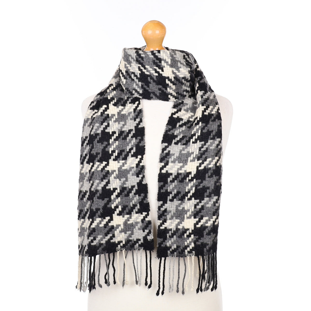 Grey and black Patterned Cashmere Woven Scarf