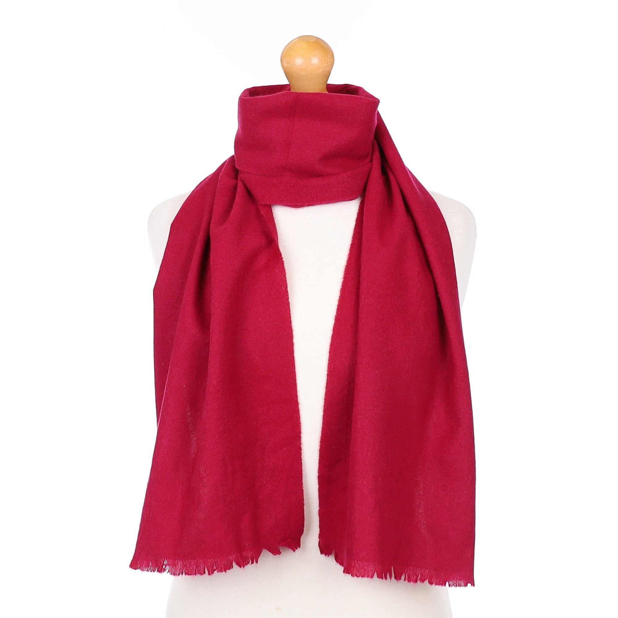 Cherry Red Cashmere Woven Scarf