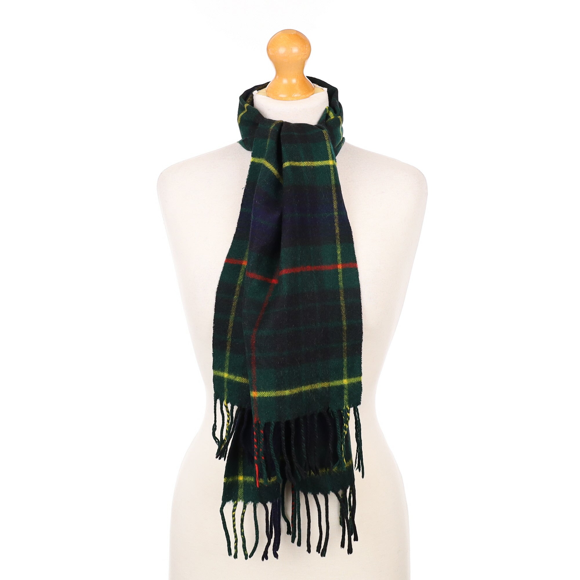 Green Red and Yellow Plaid Cashmere Woven Scarf