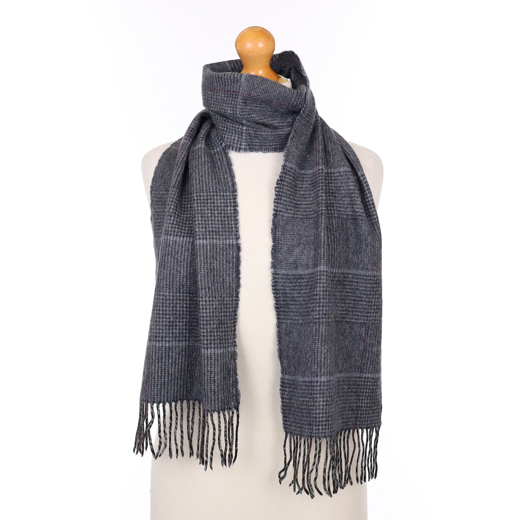 Grey and Black Cashmere Woven Scarf