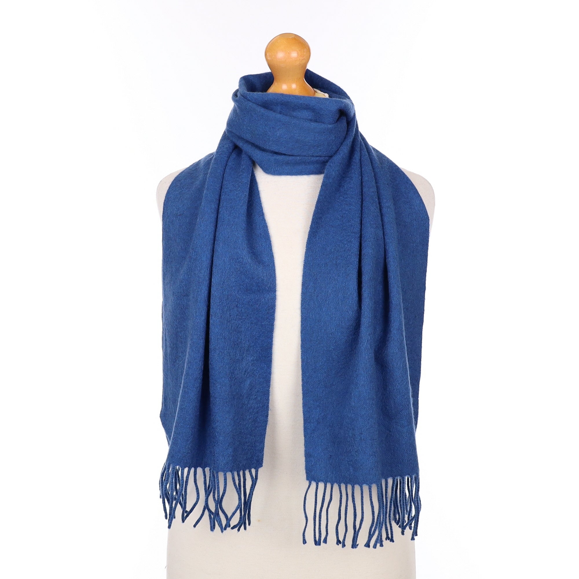 N.Peal Airforce Blue Cashmere Woven Scarf
