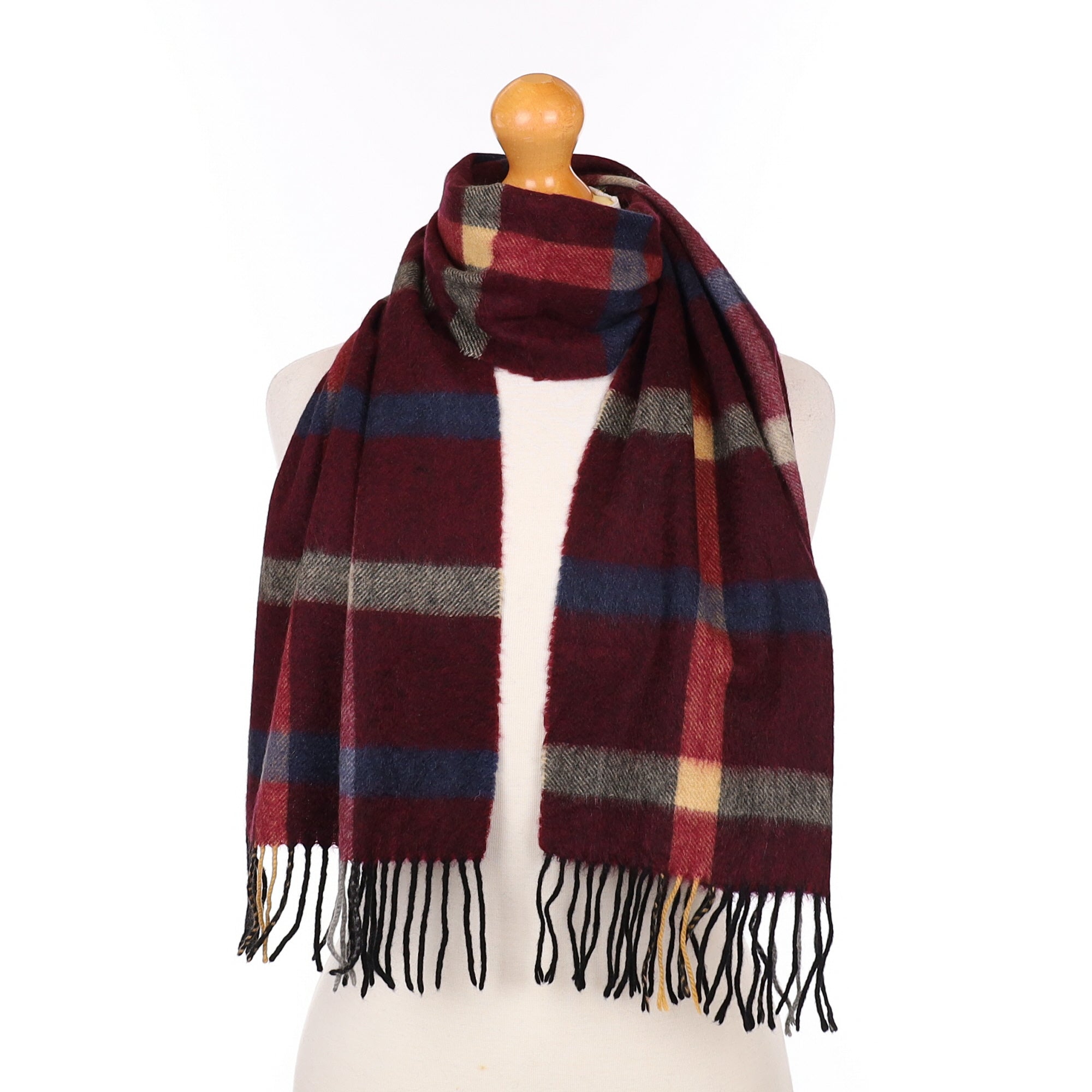 Mulberry Black and Grey Patterned Cashmere Woven Scarf