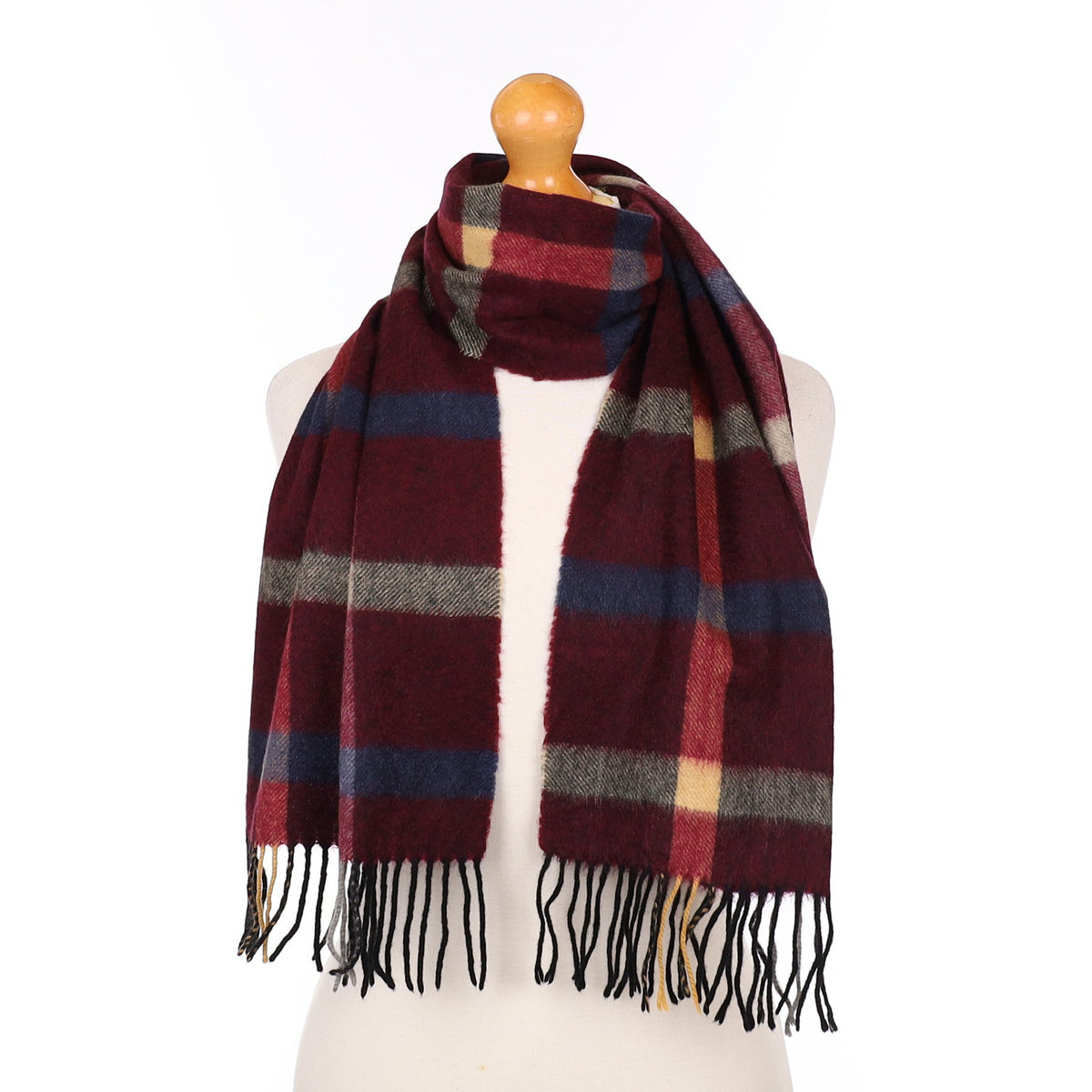 Mulberry Black and Grey Patterned Cashmere Woven Scarf