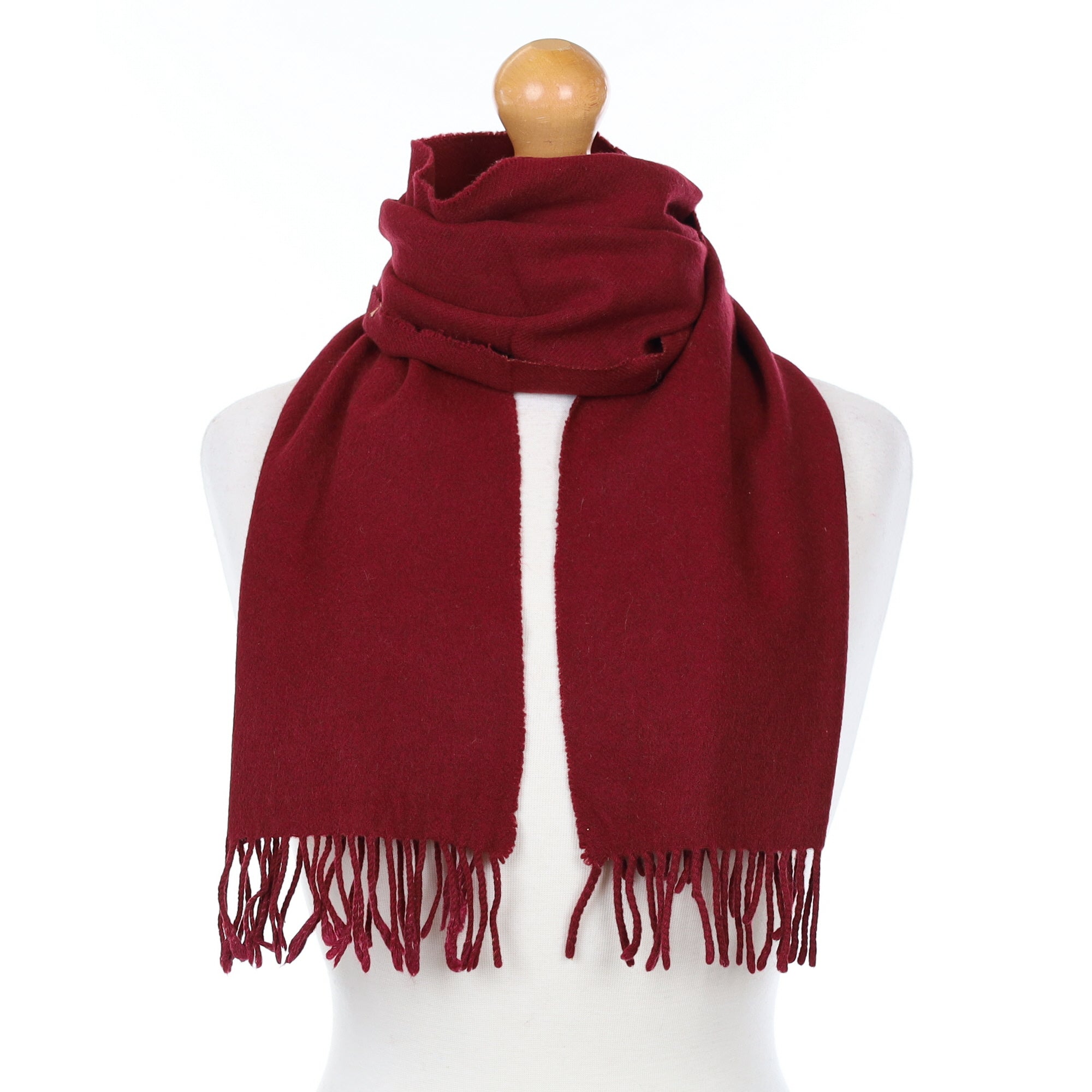Wine Red Cashmere Woven Scarf