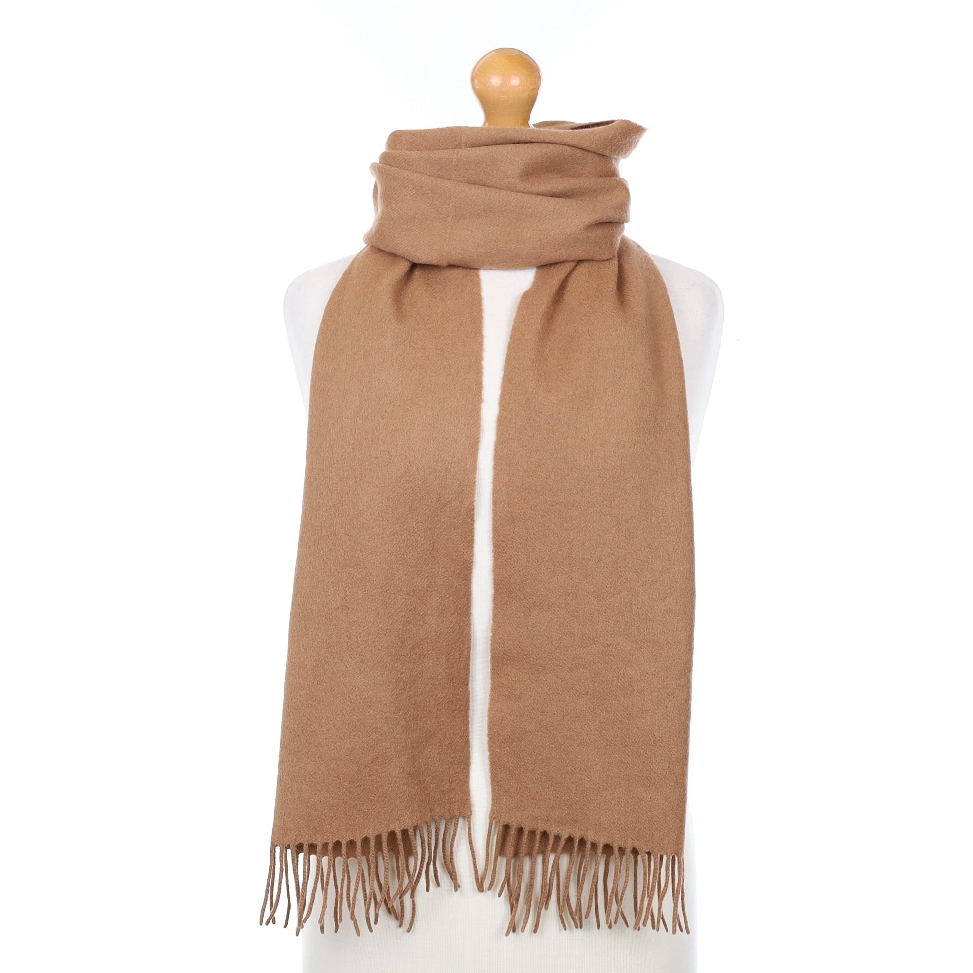 Italian Caramel Brown Cashmere Woven Scarf