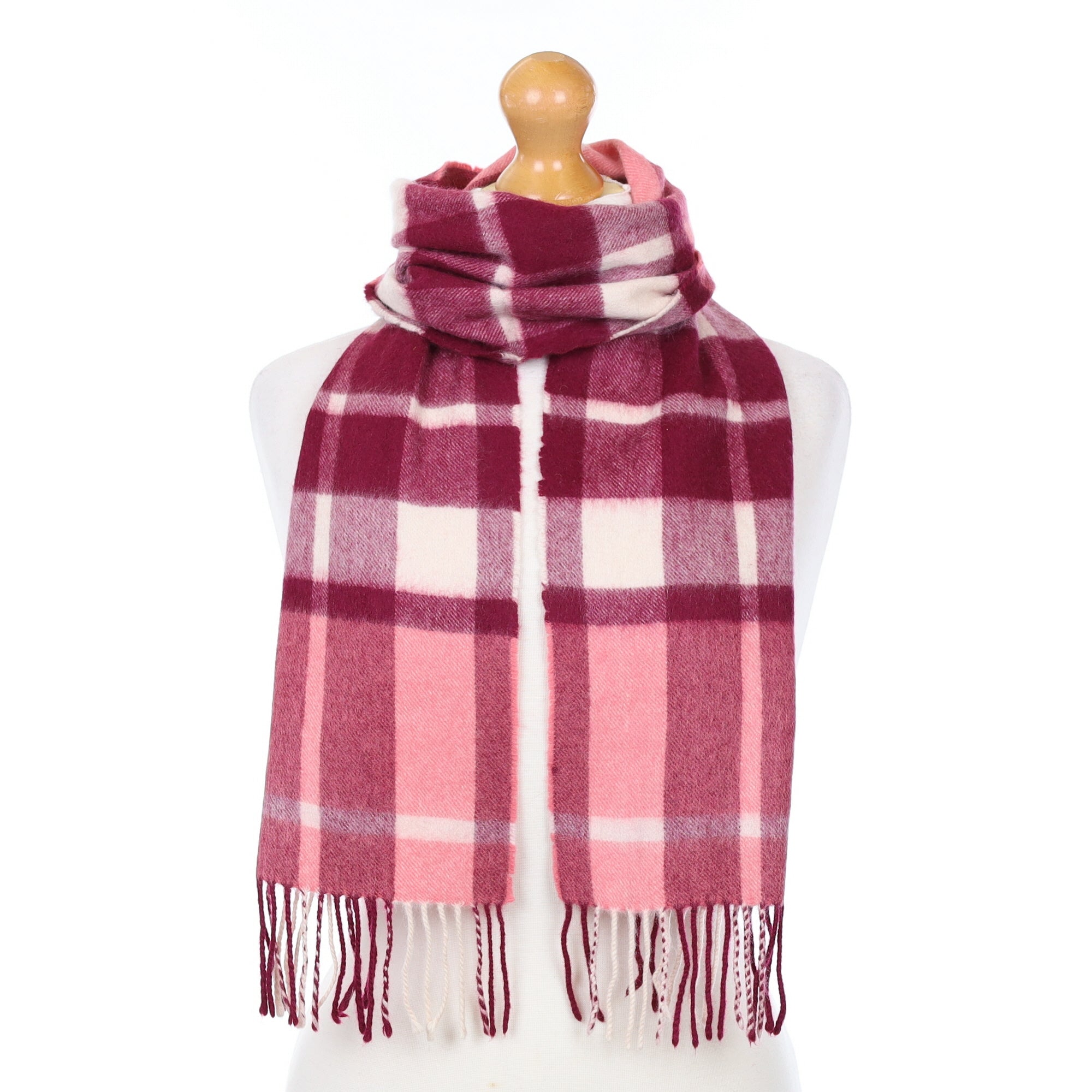 Scottish Pink Checked Cashmere Woven Scarf