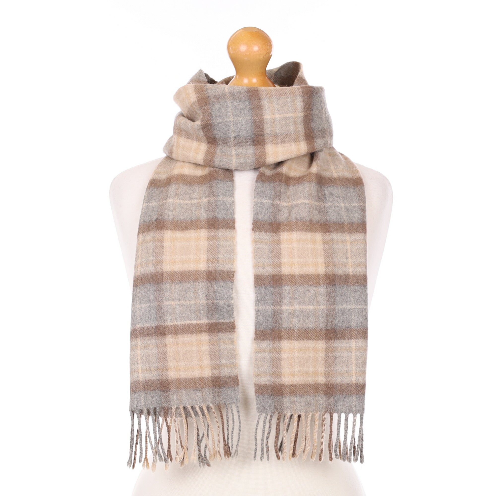 Scottish Brown Checked Cashmere Woven Scarf