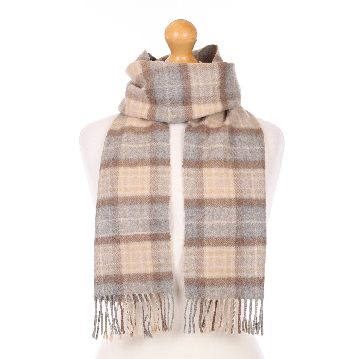 Scottish Brown Checked Cashmere Woven Scarf
