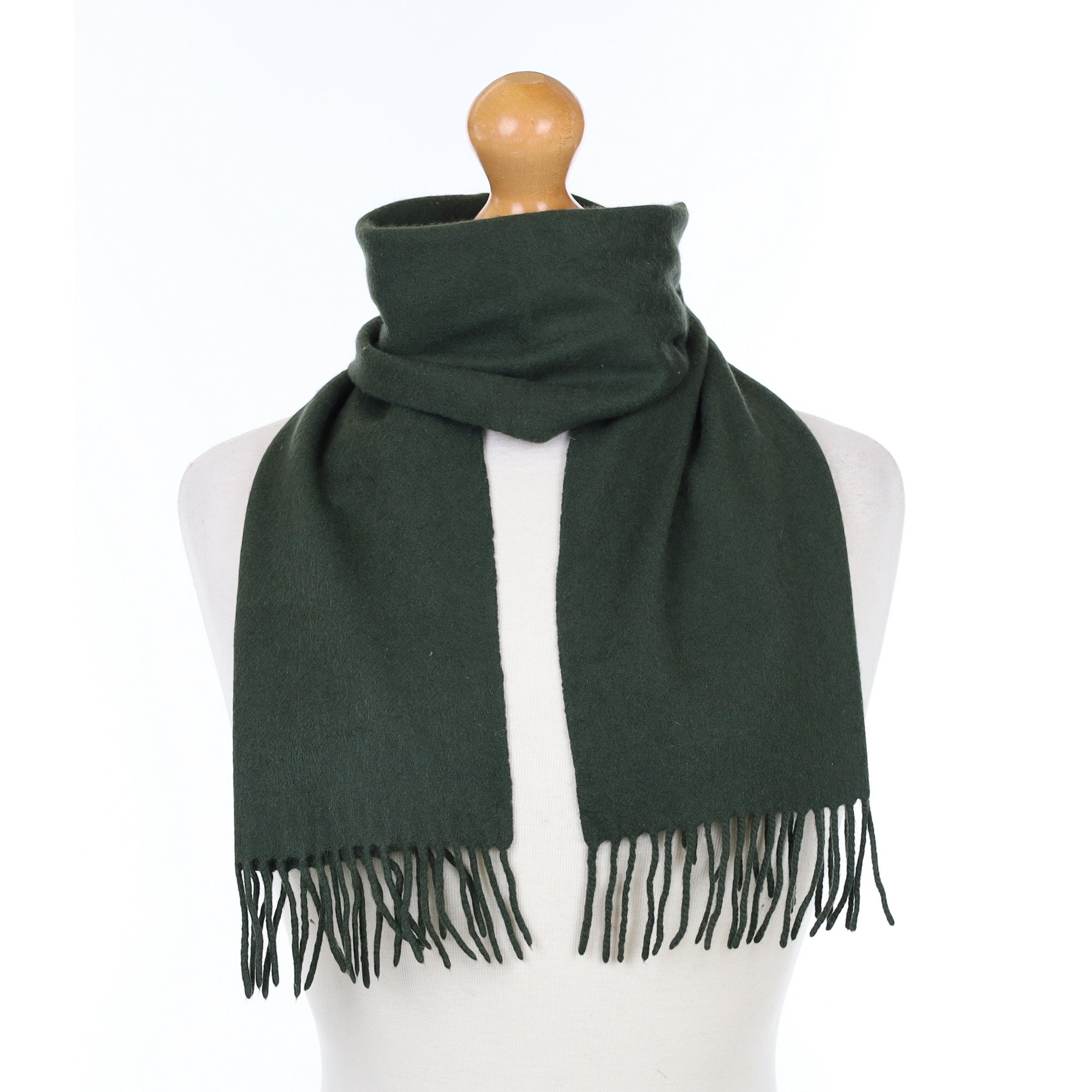 Deep Khaki Green Cashmere Woven Scarf