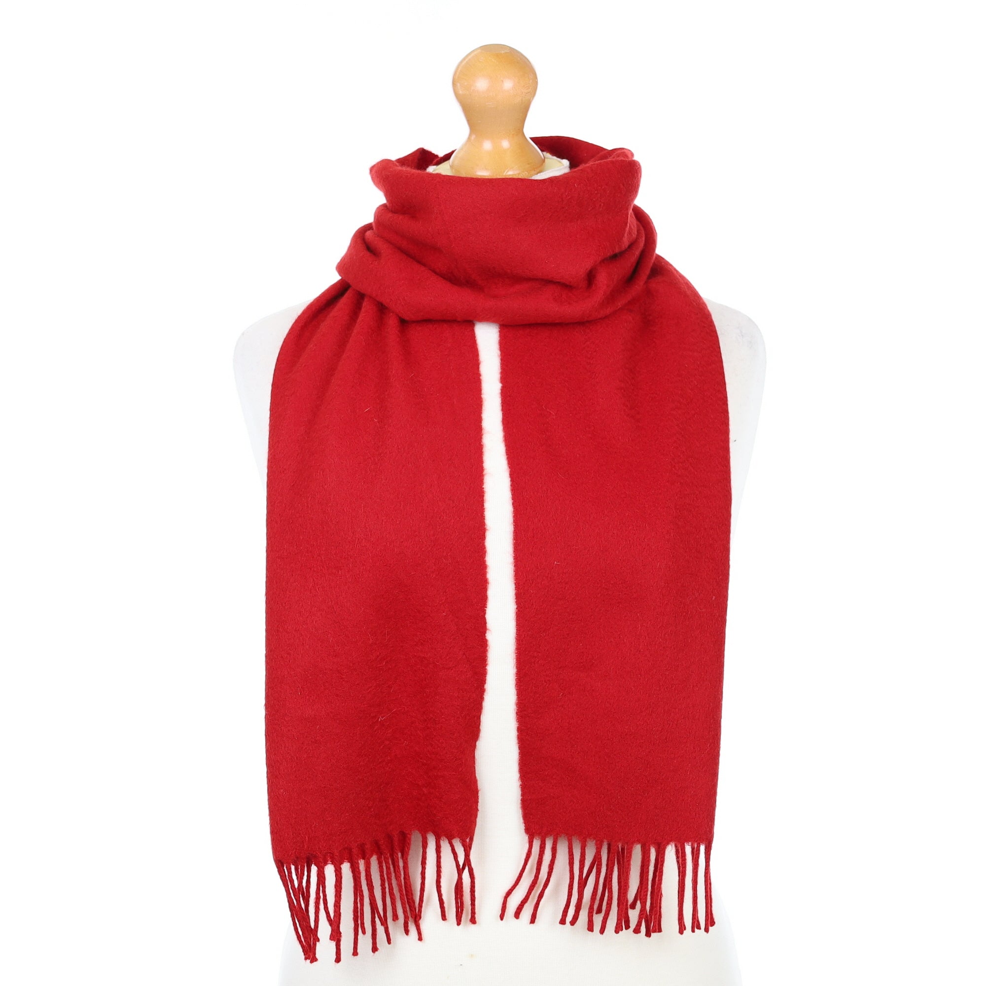 Crimson Red Cashmere Woven Scarf