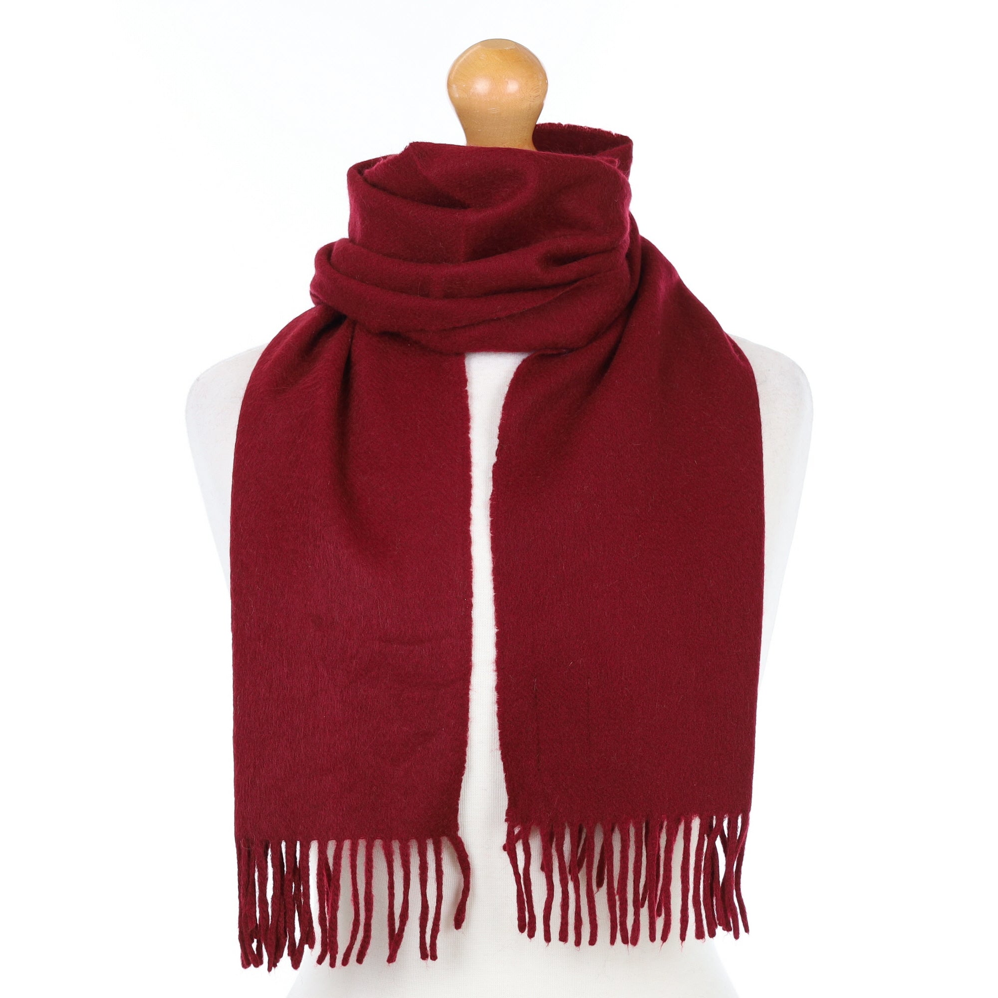 Wine Red Cashmere Woven Scarf