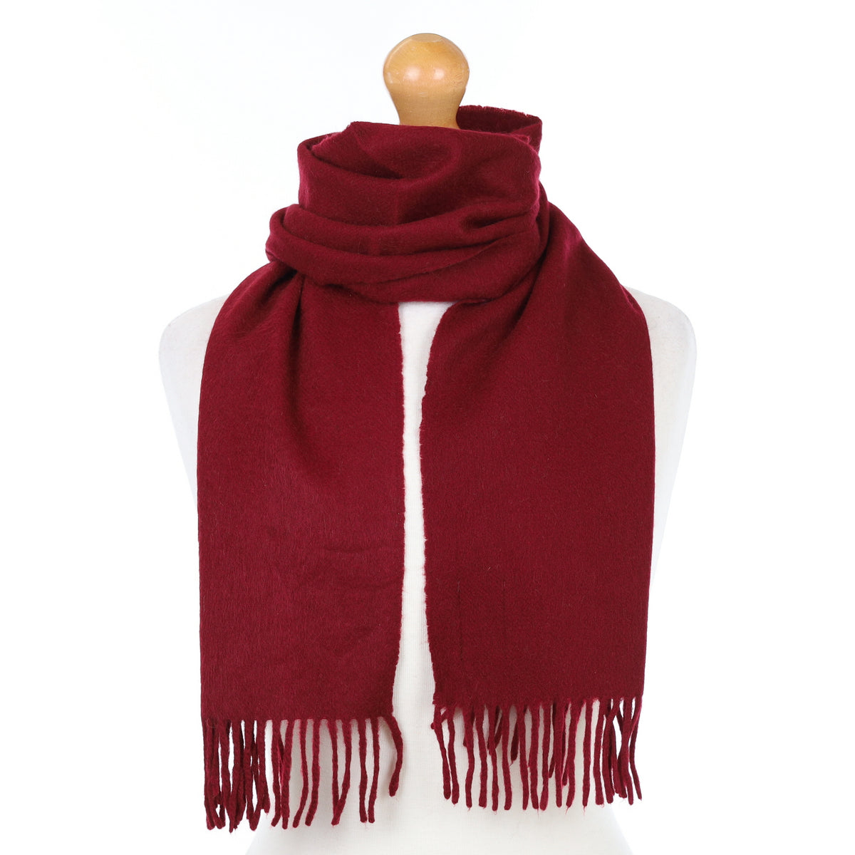 Wine Red Cashmere Woven Scarf