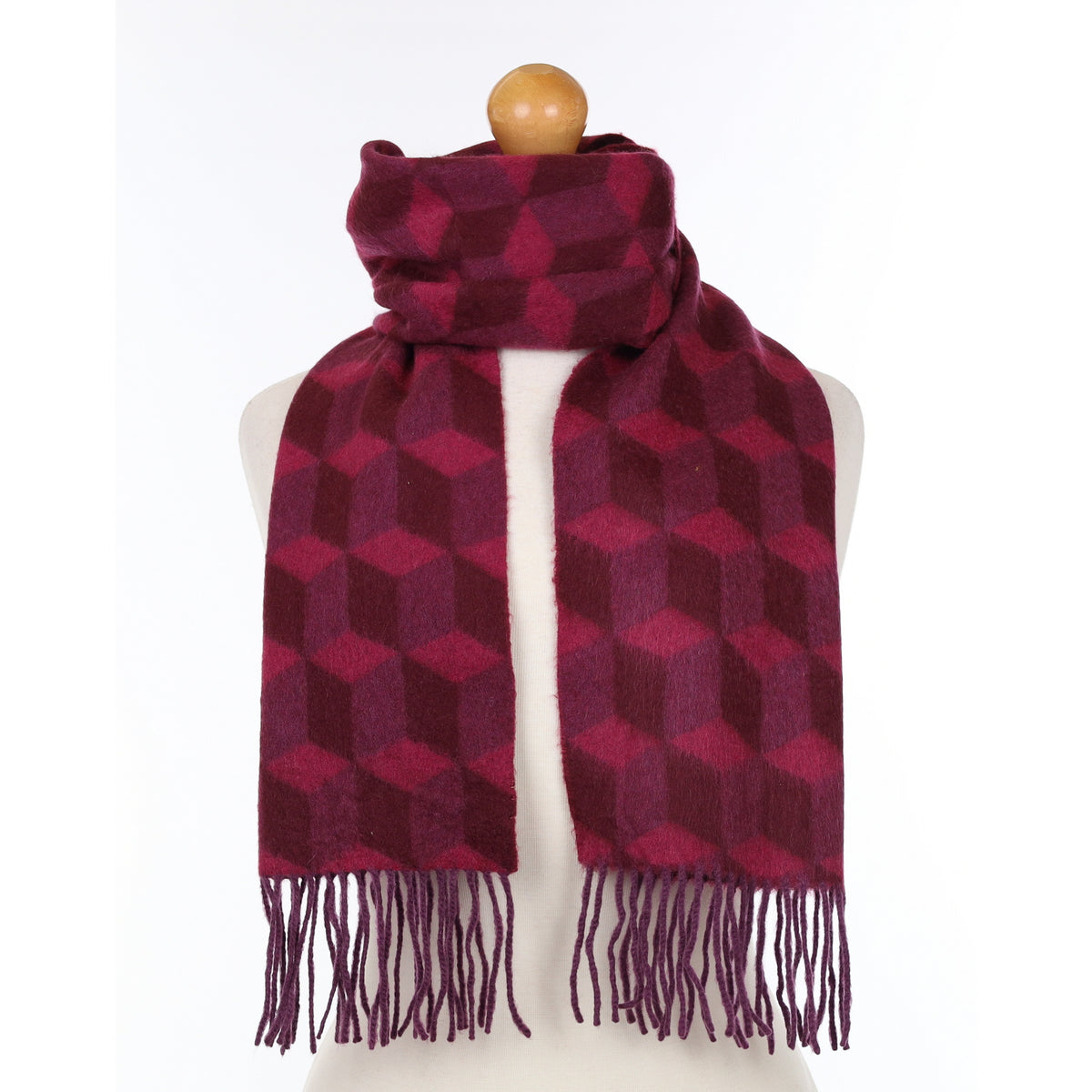 Plum Purple Patterned Cashmere Woven Scarf