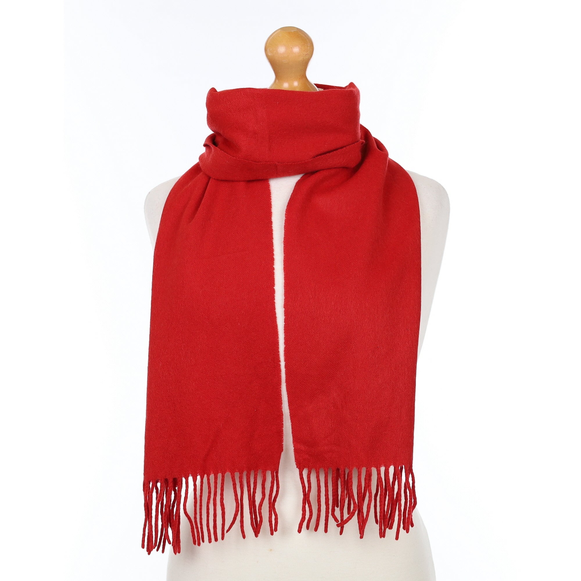 Crimson Red Cashmere Woven Scarf
