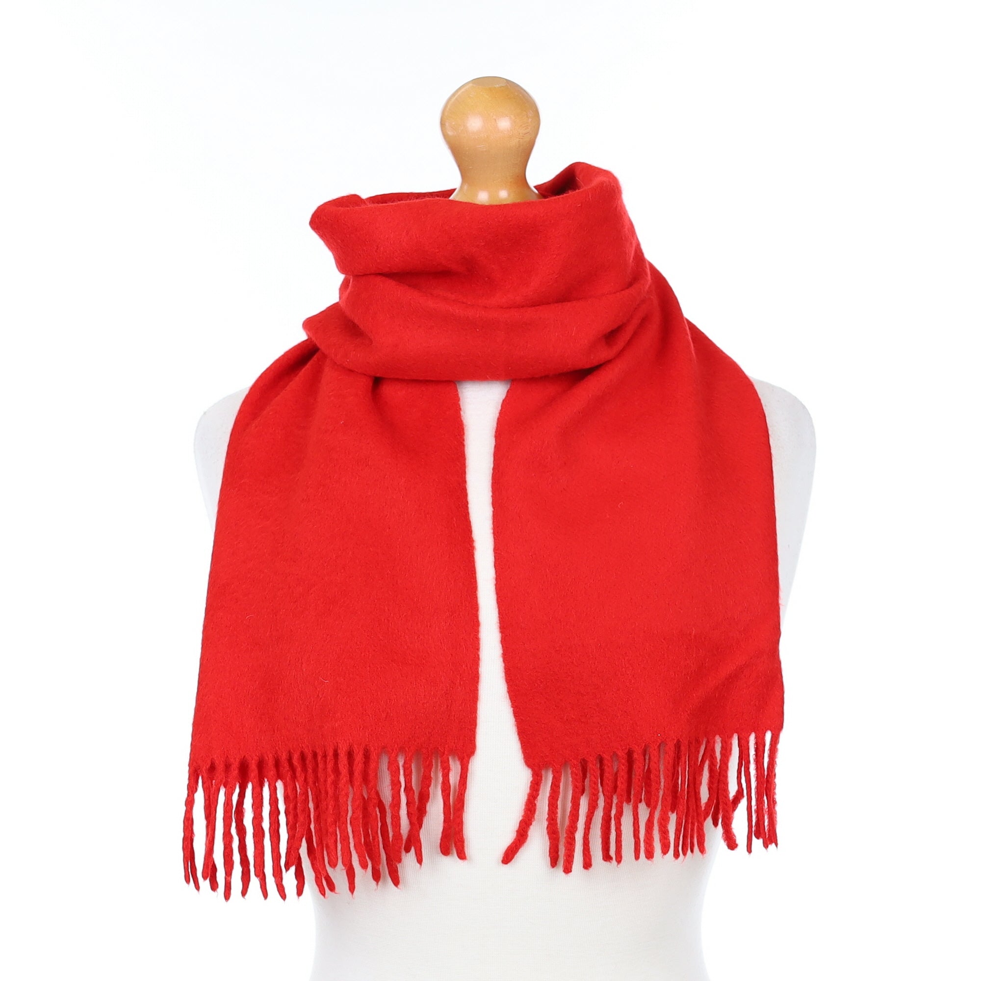 Scottish Scarlet Red Cashmere Woven Scarf